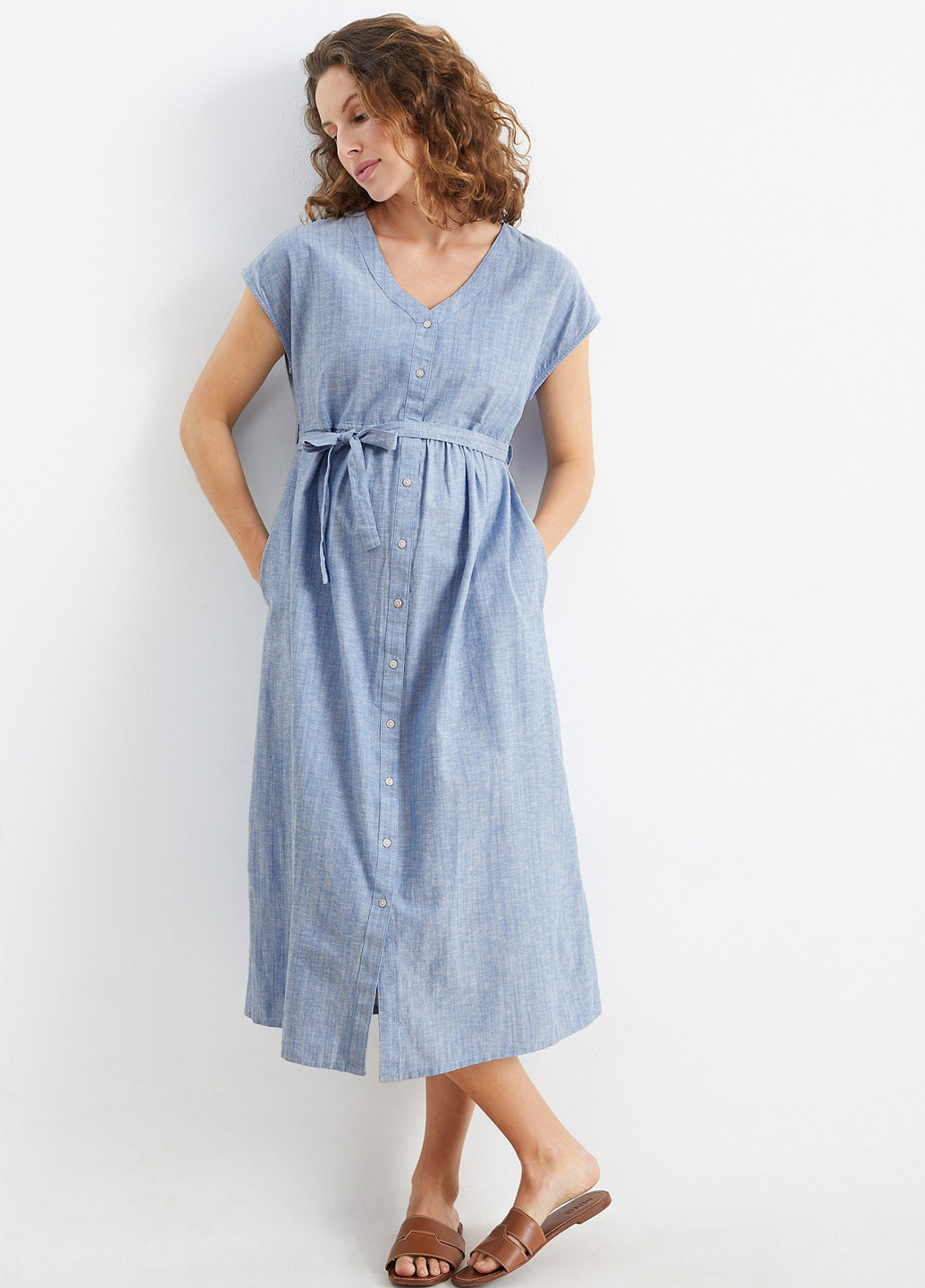Голубое кэжуал платье для беременных C&A однотонное