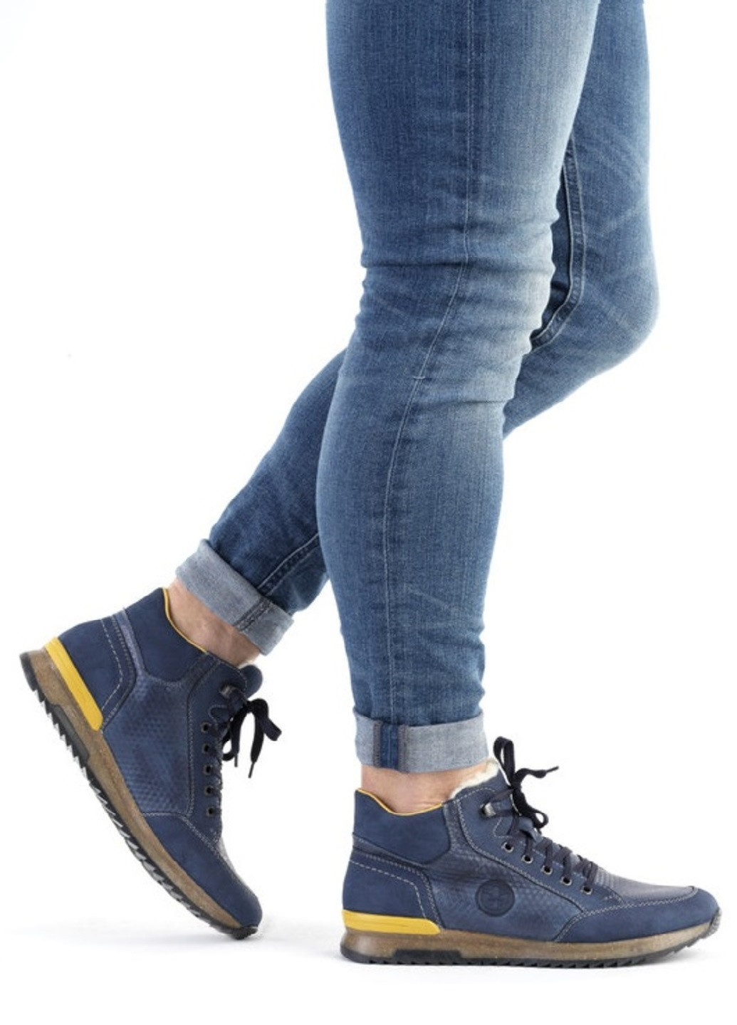 Синие зимние ботинки Rieker