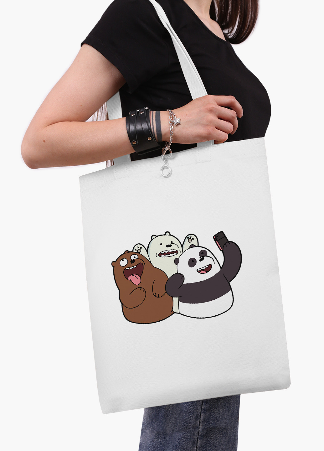 Еко сумка шоппер біла Вся правда про ведмедів (We Bare Bears) (9227-2665-WT-2) екосумка шопер 41*35 см MobiPrint (219151208)