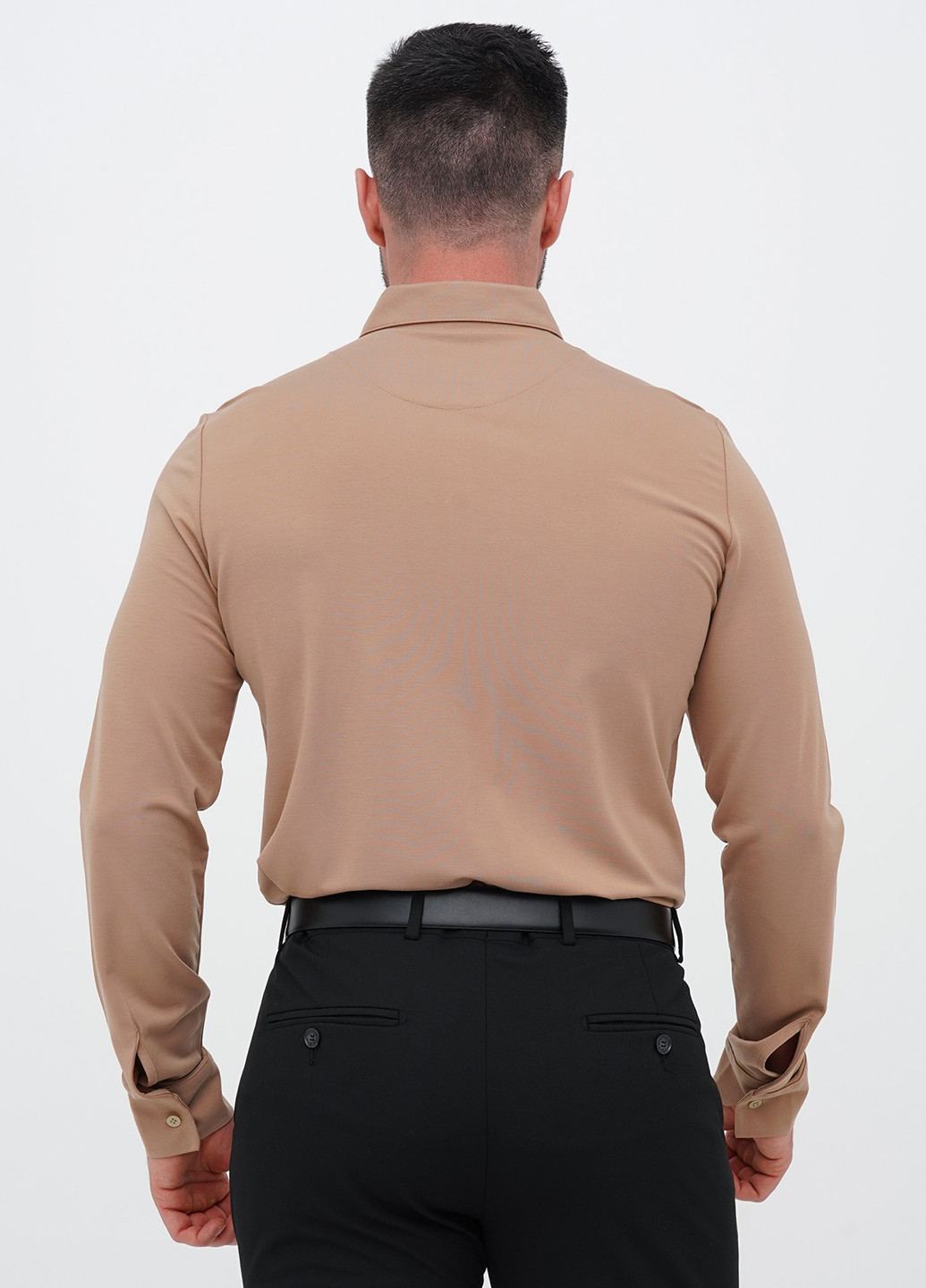 Песочная кэжуал, классическая рубашка однотонная Trend Collection