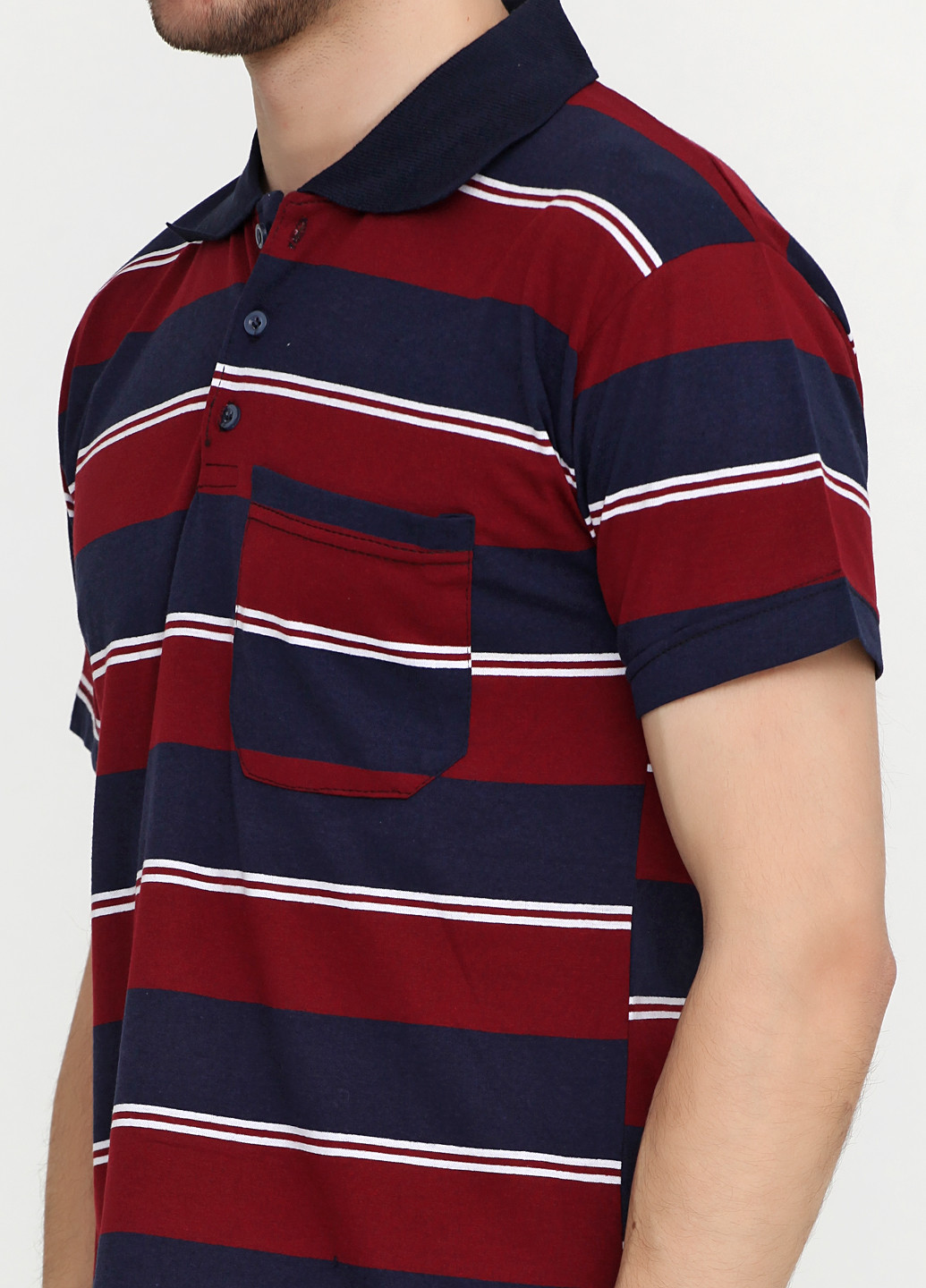 Бордовая футболка-поло для мужчин IPEK в полоску