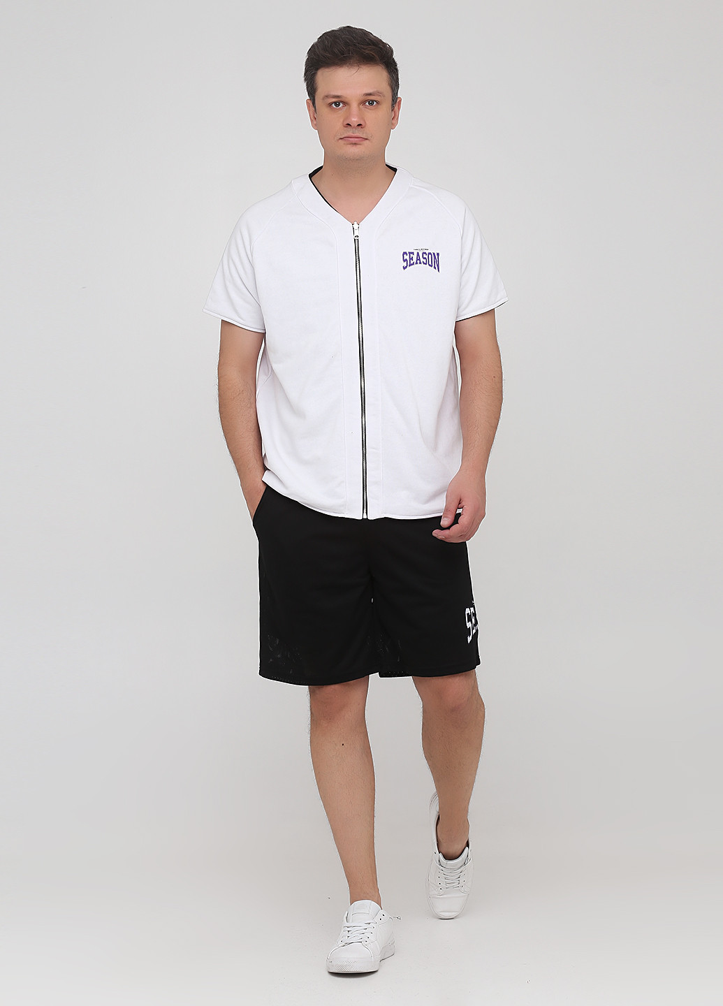 Чорно-білий літній костюм (кофта, шорти) з шортами Boohoo