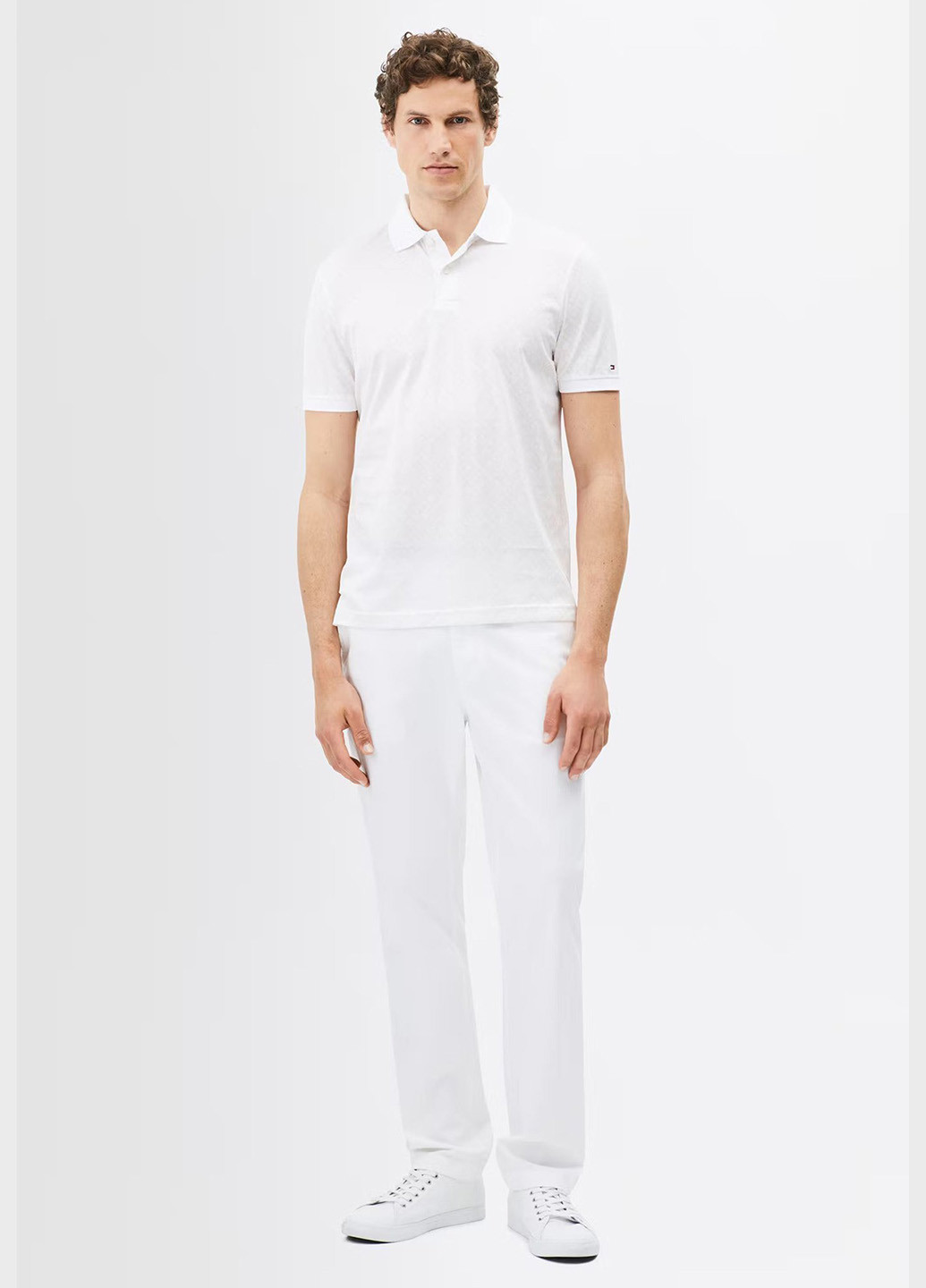 Белая футболка-поло для мужчин Tommy Hilfiger с логотипом