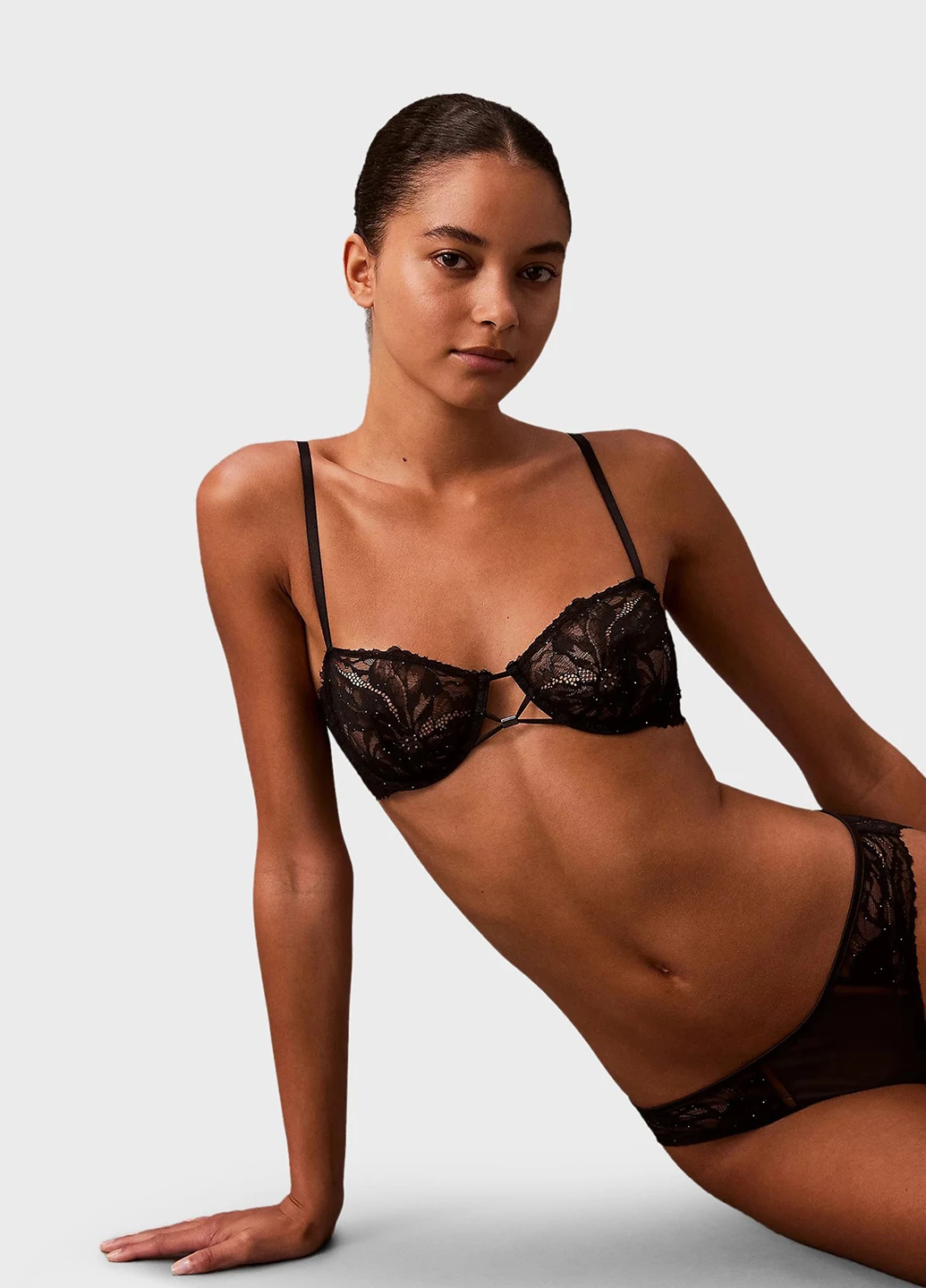 Чорний корбей бюстгальтер Calvin Klein з кісточками поліамід, мереживо