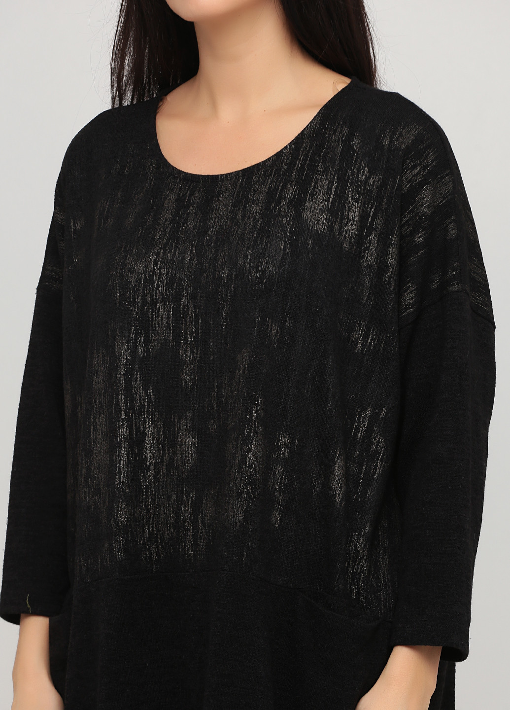 Черное кэжуал платье платье-свитер Lamarkine с абстрактным узором