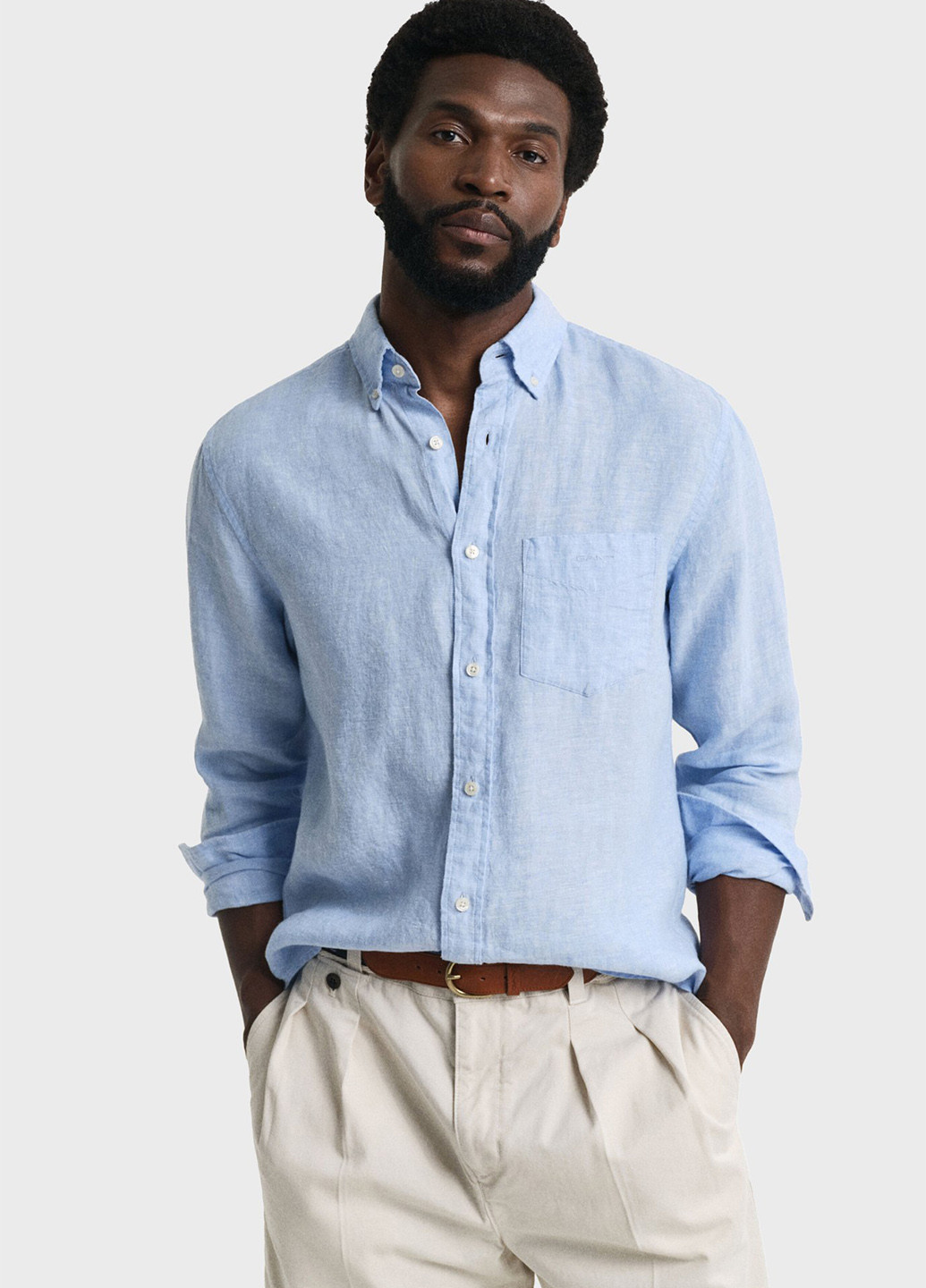 Голубой кэжуал рубашка однотонная Gant