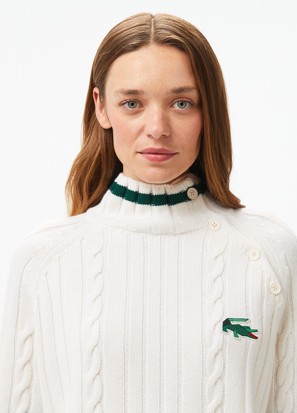 Белый демисезонный свитер Lacoste