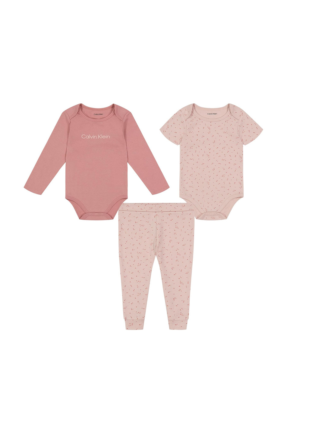 Розовый демисезонный комплект (боди (2 шт.), брюки) Calvin Klein