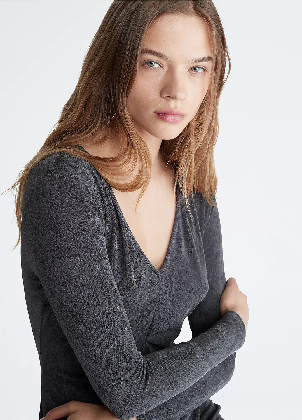 Серое кэжуал платье Calvin Klein однотонное