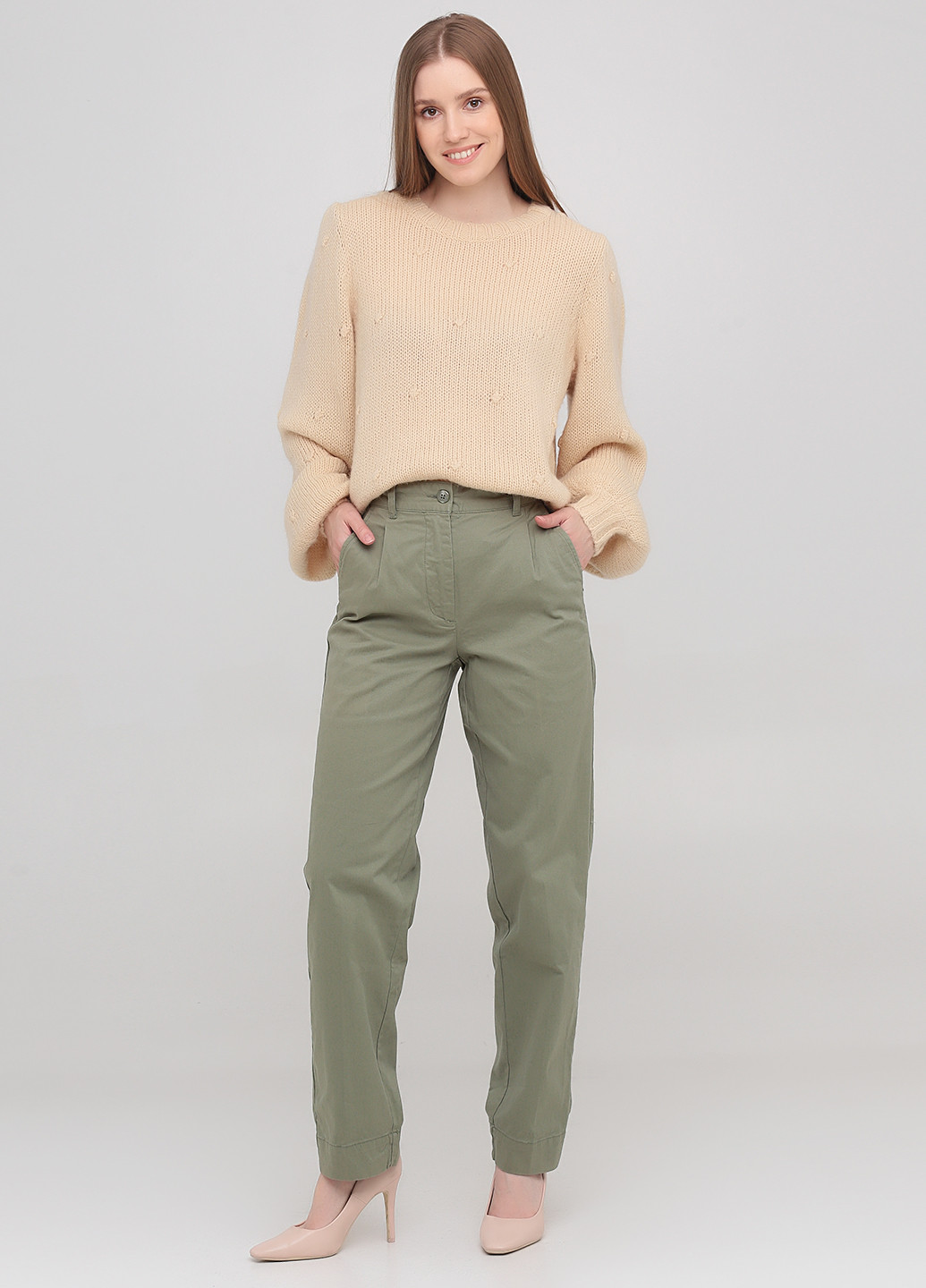 Светло-зеленые кэжуал демисезонные зауженные брюки Minimum