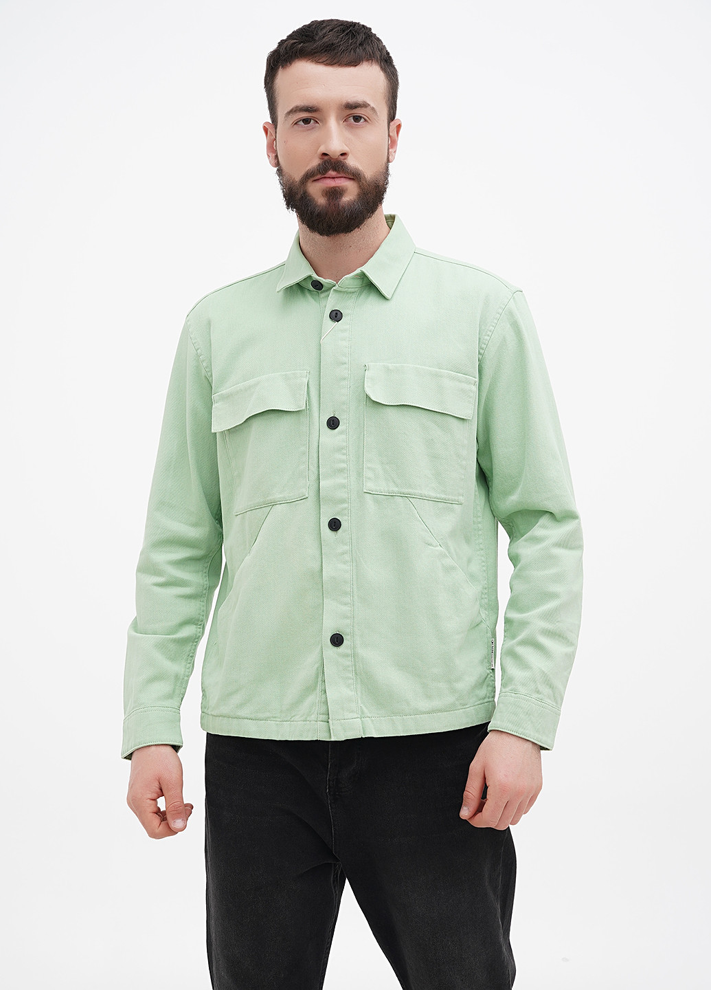 Светло-зеленая кэжуал рубашка однотонная Tom Tailor
