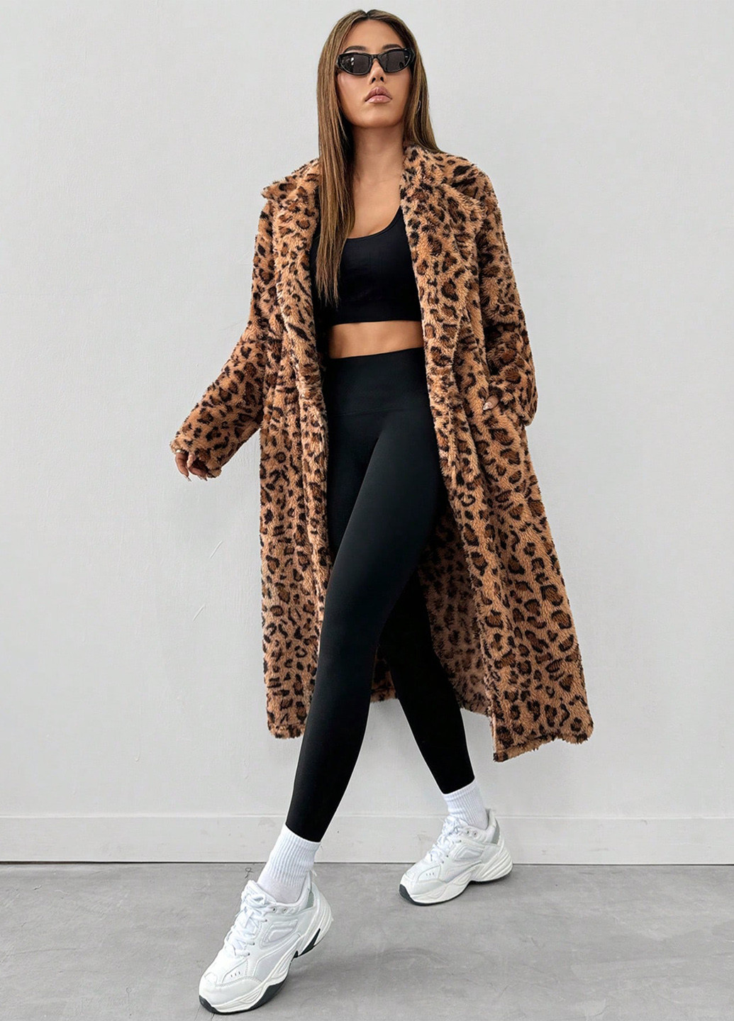 Светло-коричневое демисезонное Пальто двубортное SHEIN