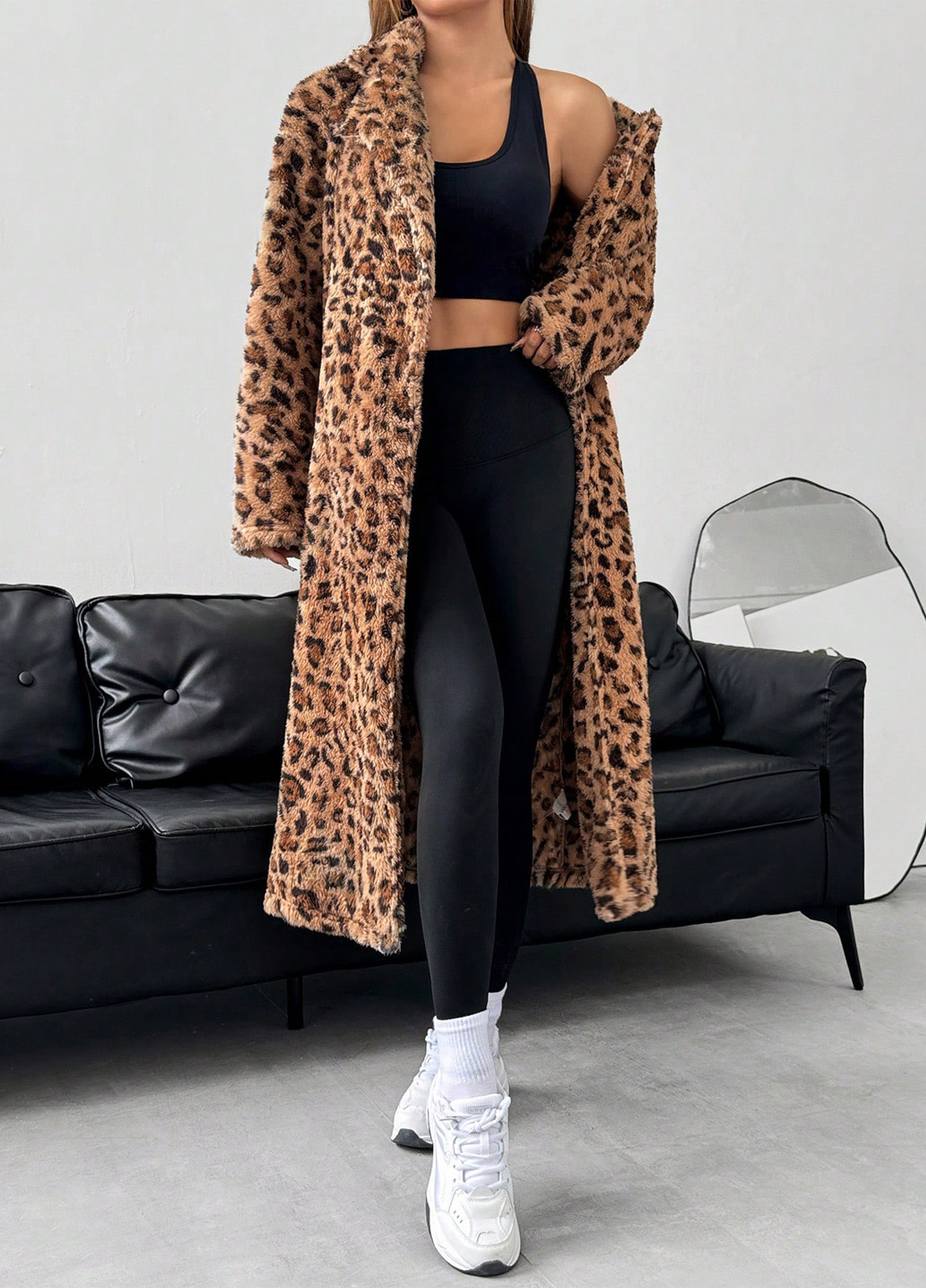 Светло-коричневое демисезонное Пальто двубортное SHEIN