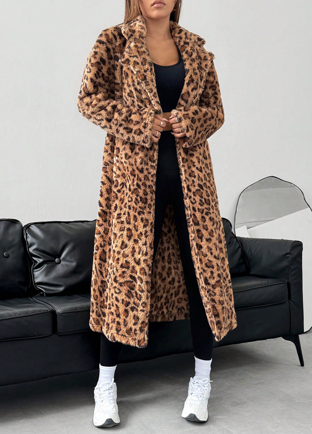 Светло-коричневое демисезонное Пальто двубортное SHEIN