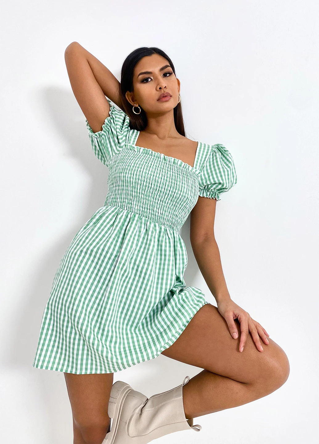 Мятное кэжуал платье Missguided в клетку