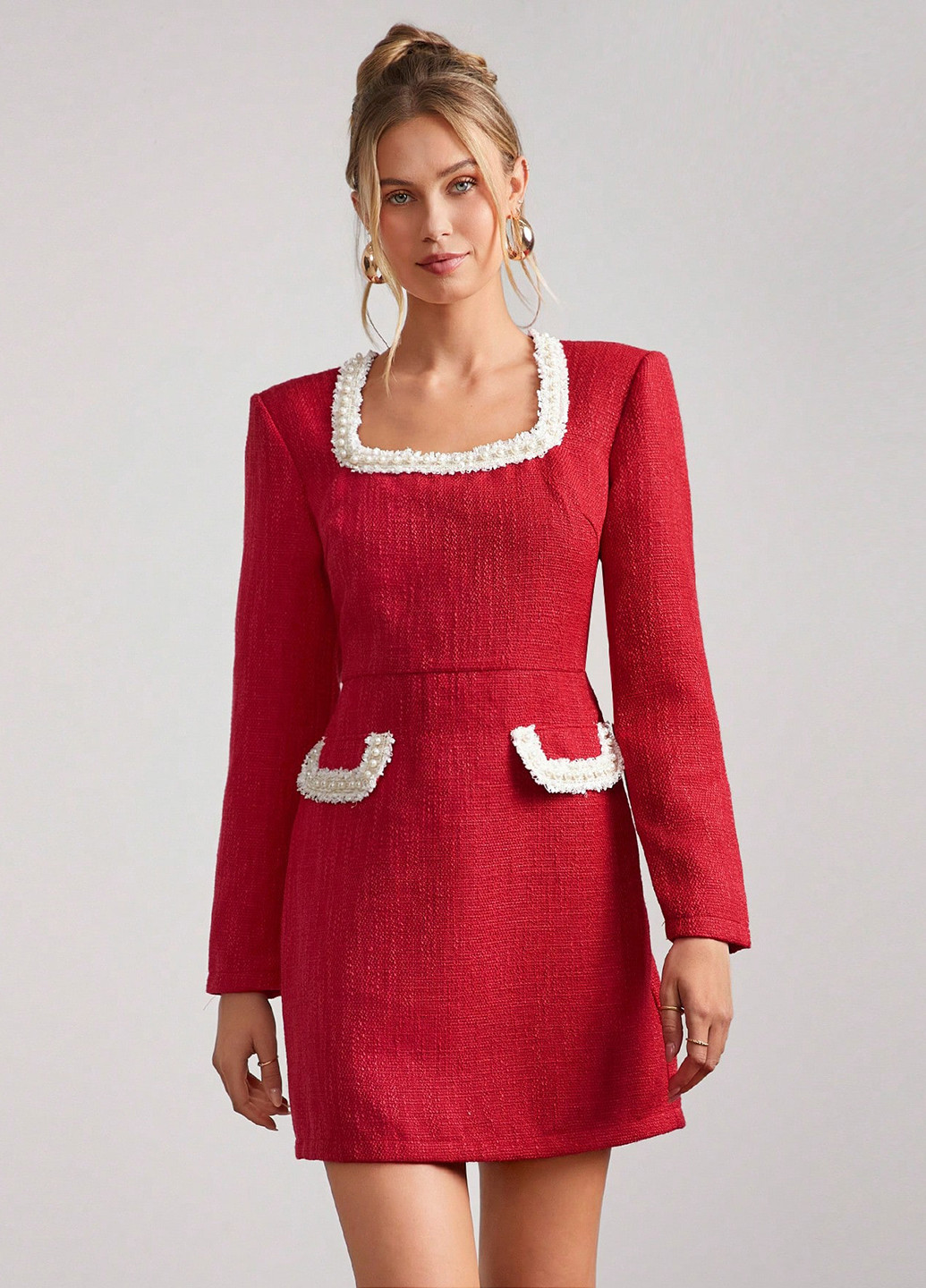 Красное кэжуал платье SHEIN однотонное