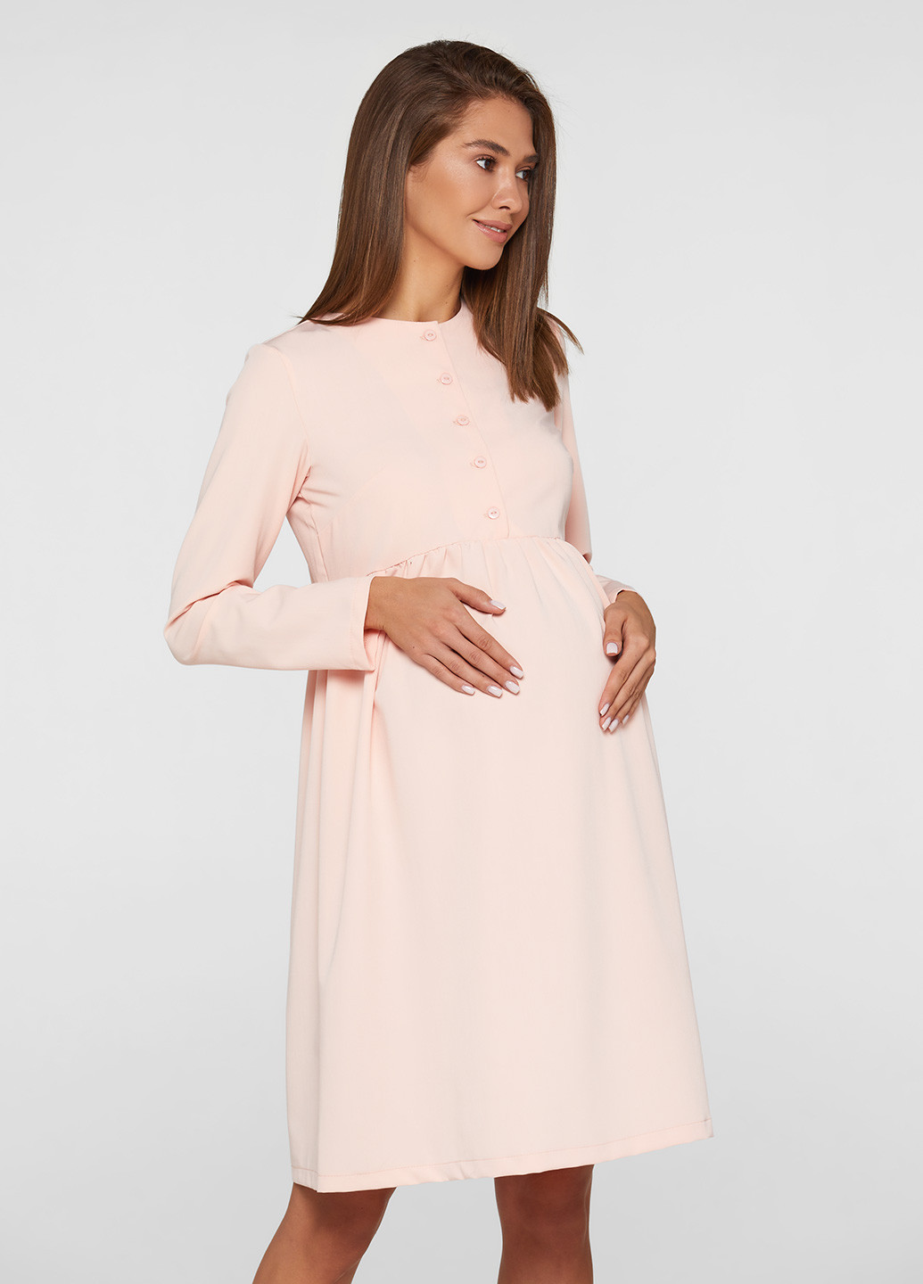 Пудровое кэжуал платье для беременных и кормящих мам Lullababe однотонное