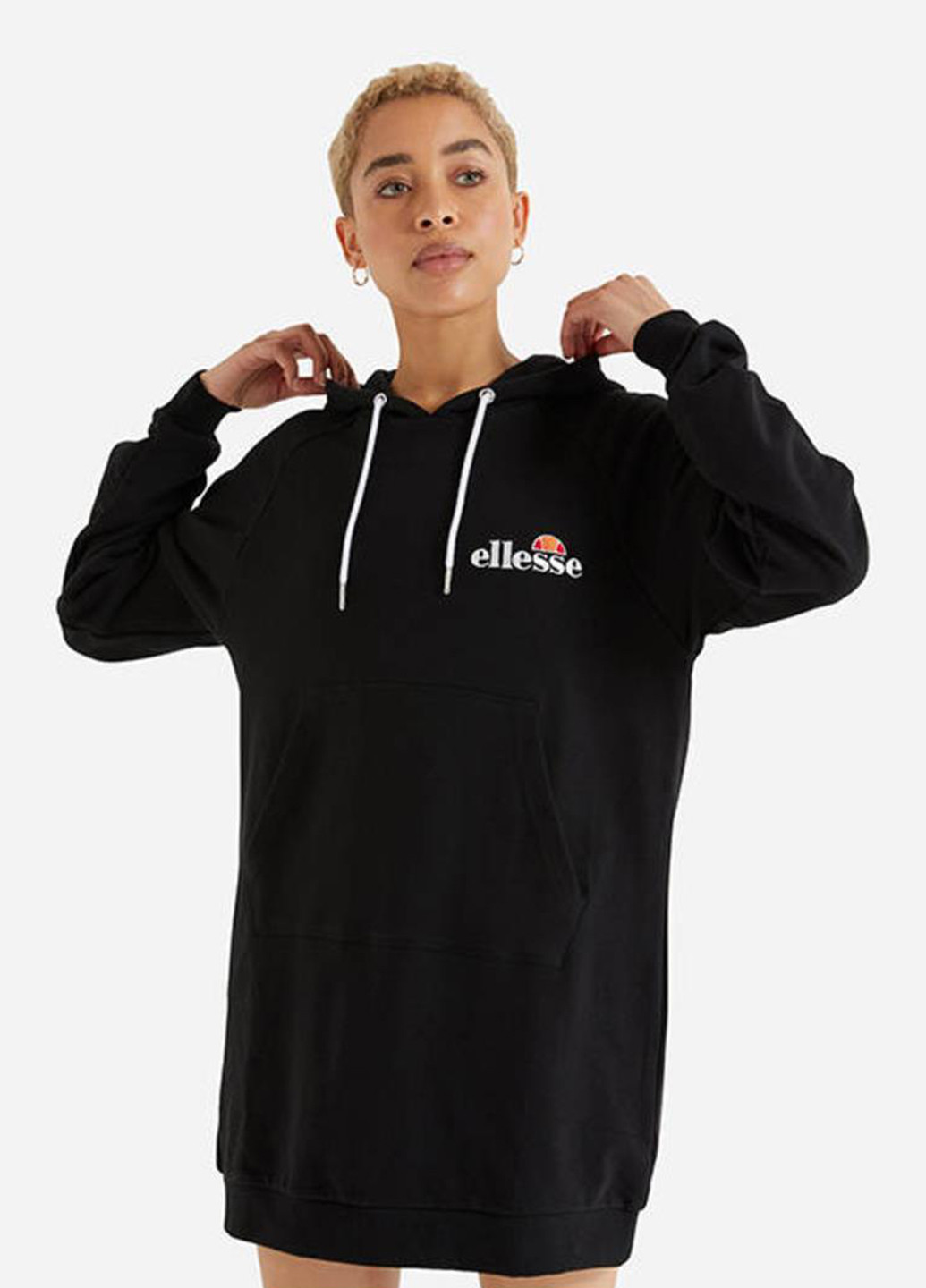 Черное спортивное, кэжуал платье sgk13289-black платье-худи Ellesse однотонное