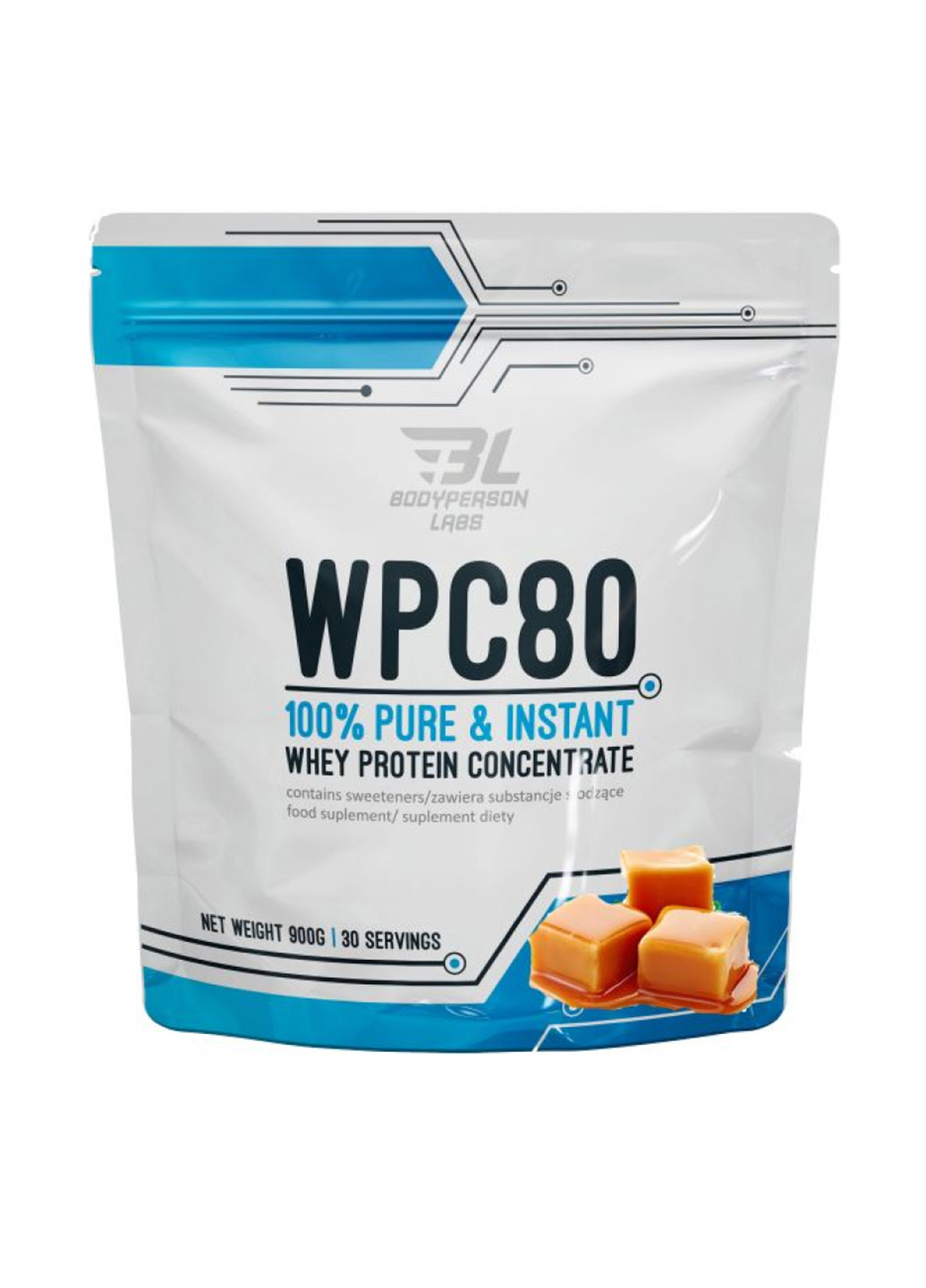Протеин для снижения и наращивания мышечной массы WPC80 Сaramel, 900 г Bodyperson Labs (250603677)