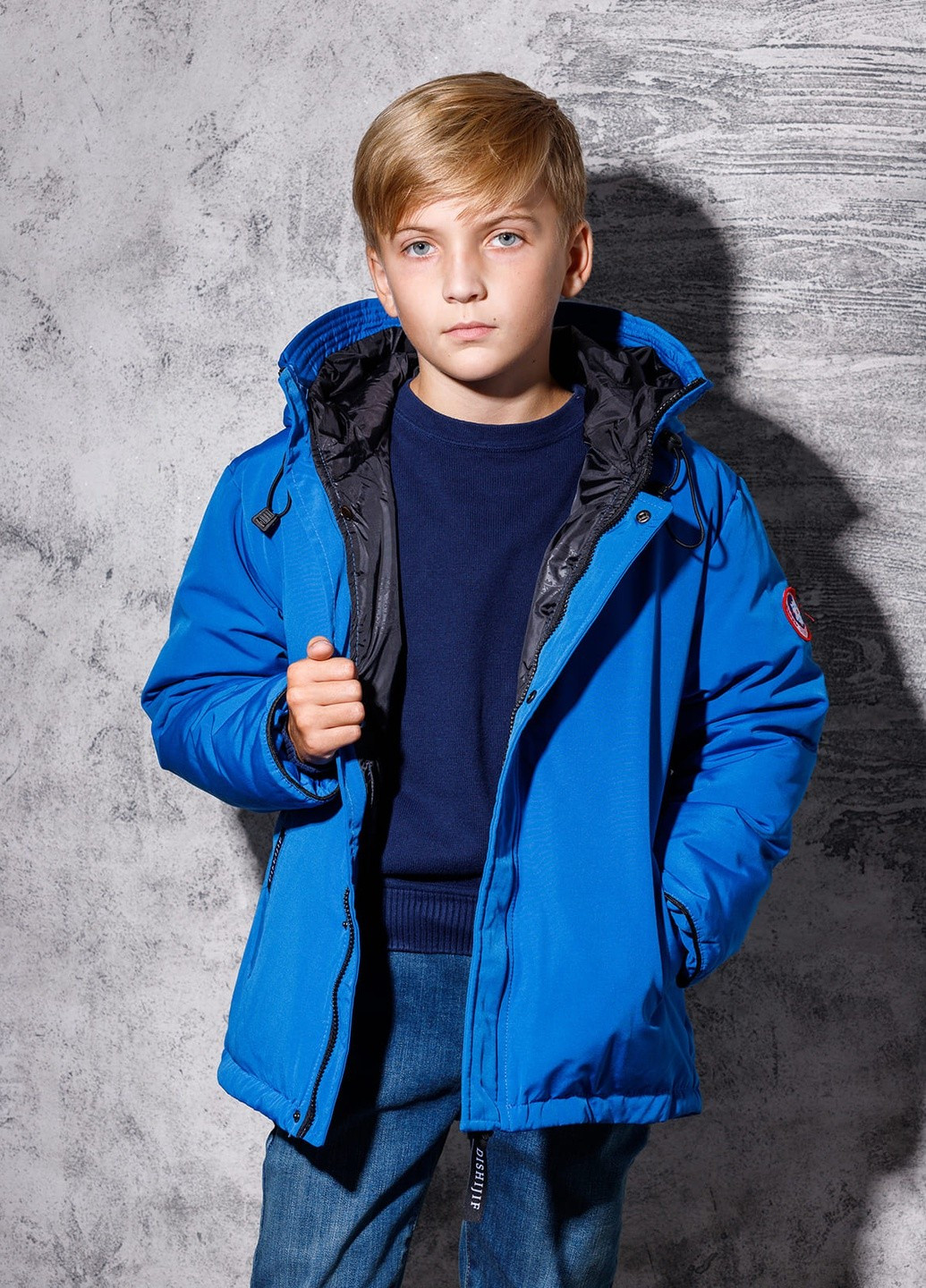 Синяя демисезонная пуховая демисезонная куртка для мальчика 7349 140 см синий 52861 DobraMAMA
