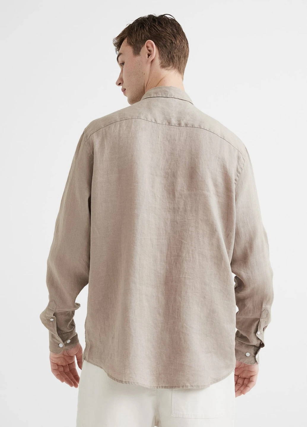 Бежевая кэжуал рубашка однотонная H&M