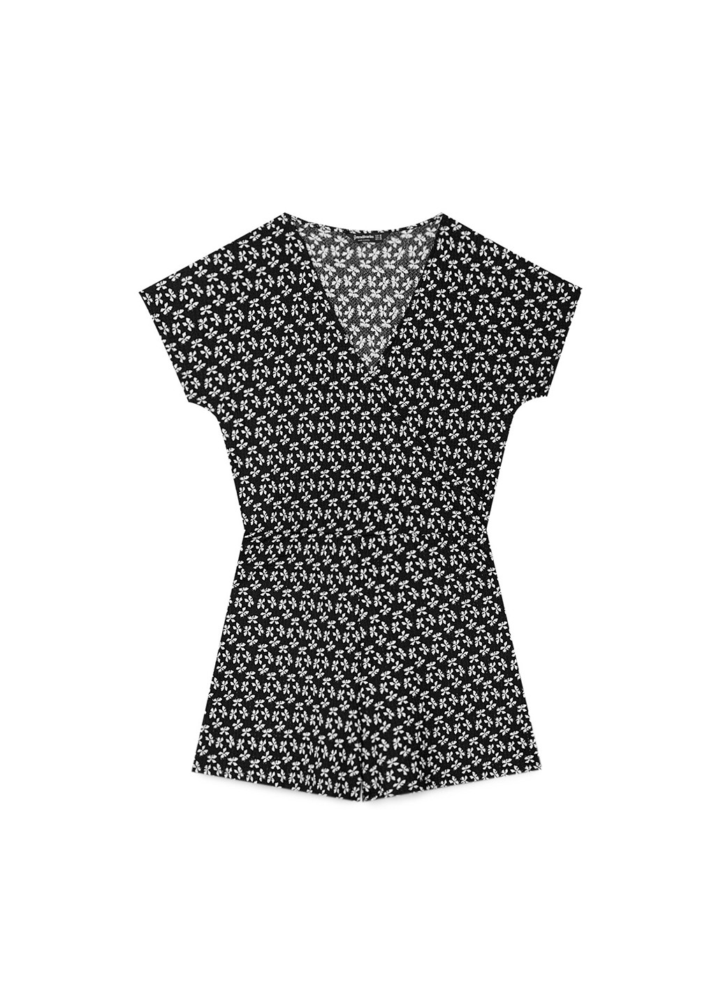 Комбінезон Stradivarius комбінезон-шорти метелики чорно-білий кежуал поліестер