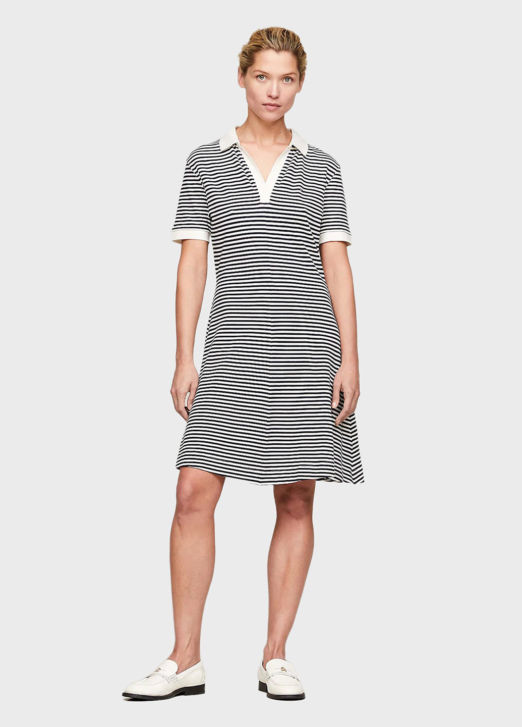 Чорно-білий кежуал сукня поло Tommy Hilfiger в смужку