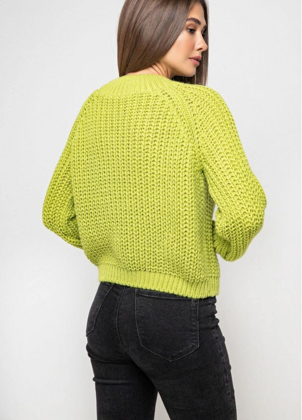Фисташковый зимний вязаный свитер «злата» - фисташковый Prima Fashion Knit Рост 175 см, размер 42-44