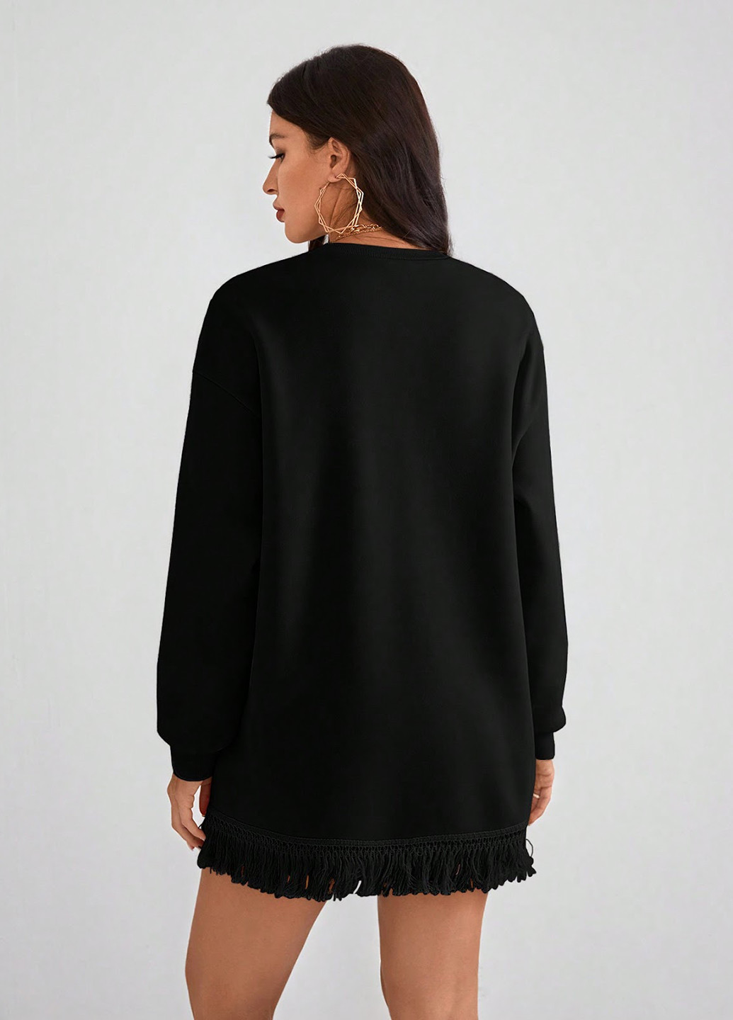 Черное кэжуал платье платье-свитшот SHEIN однотонное