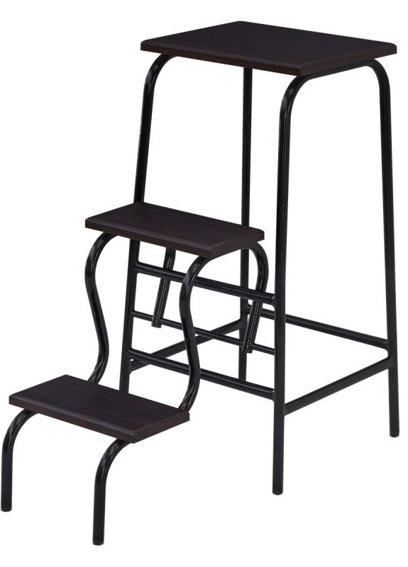 Стілець-стрем'янка чорний каркас із сходинками венге для кухні і дому каркас 16мм No Brand (250059047)