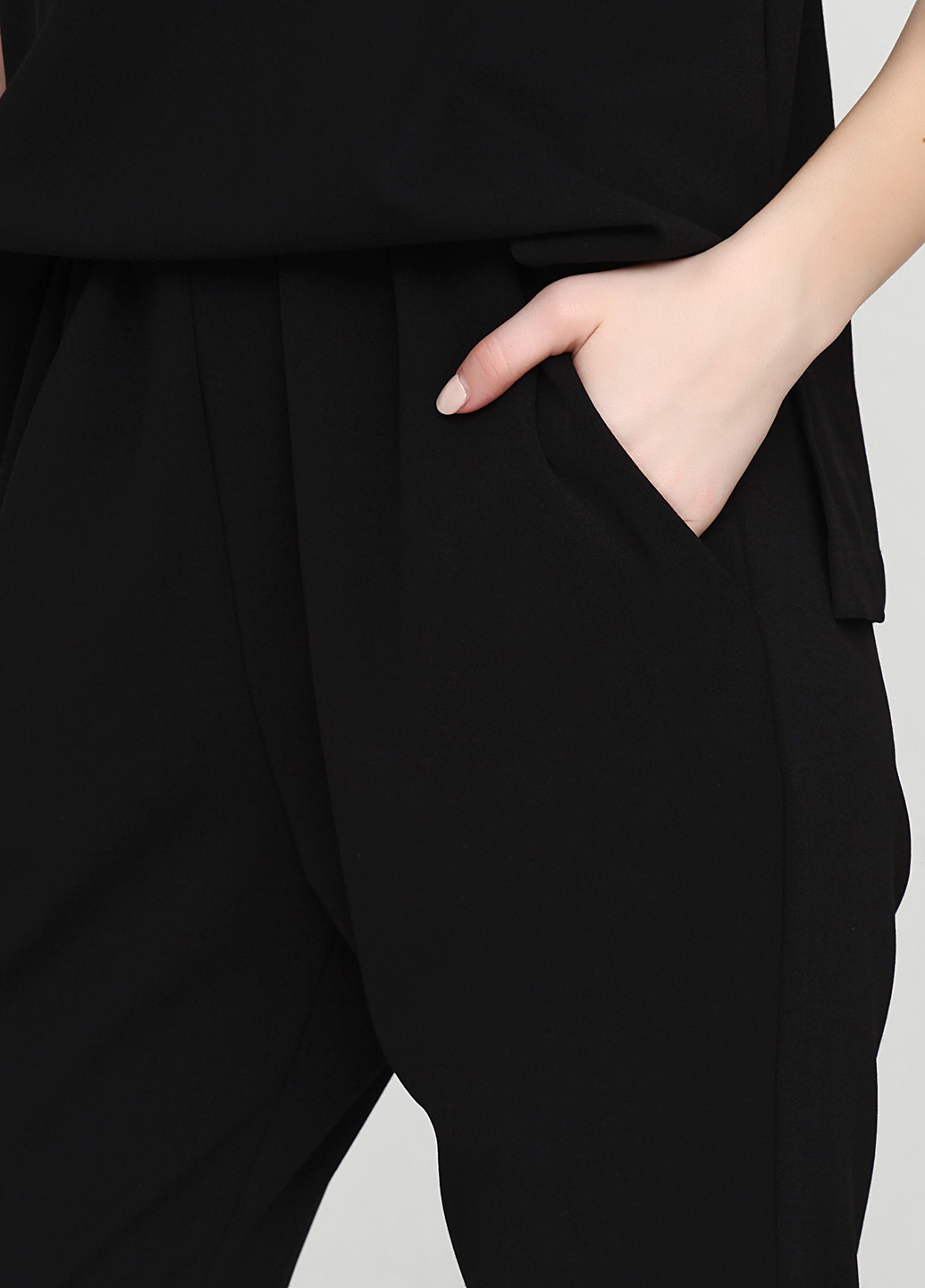 Комбинезон Front комбинезон-брюки однотонный чёрный кэжуал