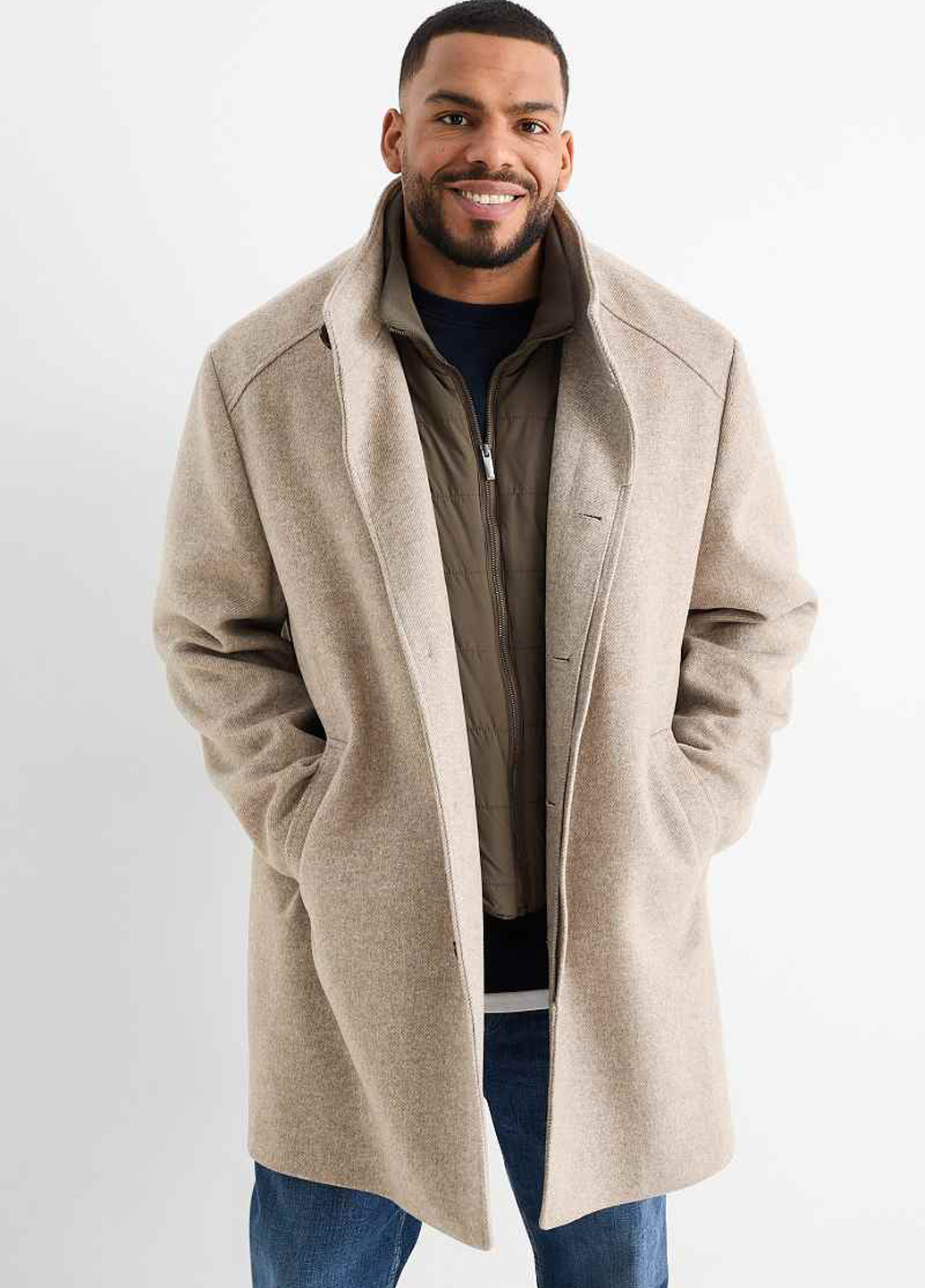 Бежевое демисезонное Пальто однобортное C&A