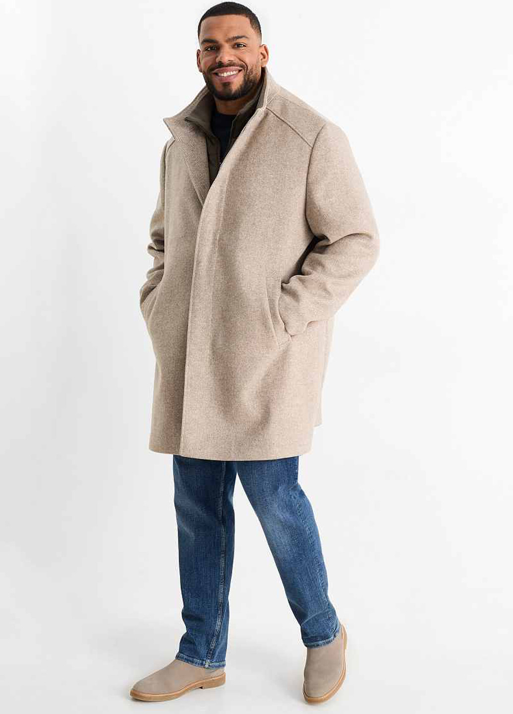 Бежевое демисезонное Пальто однобортное C&A