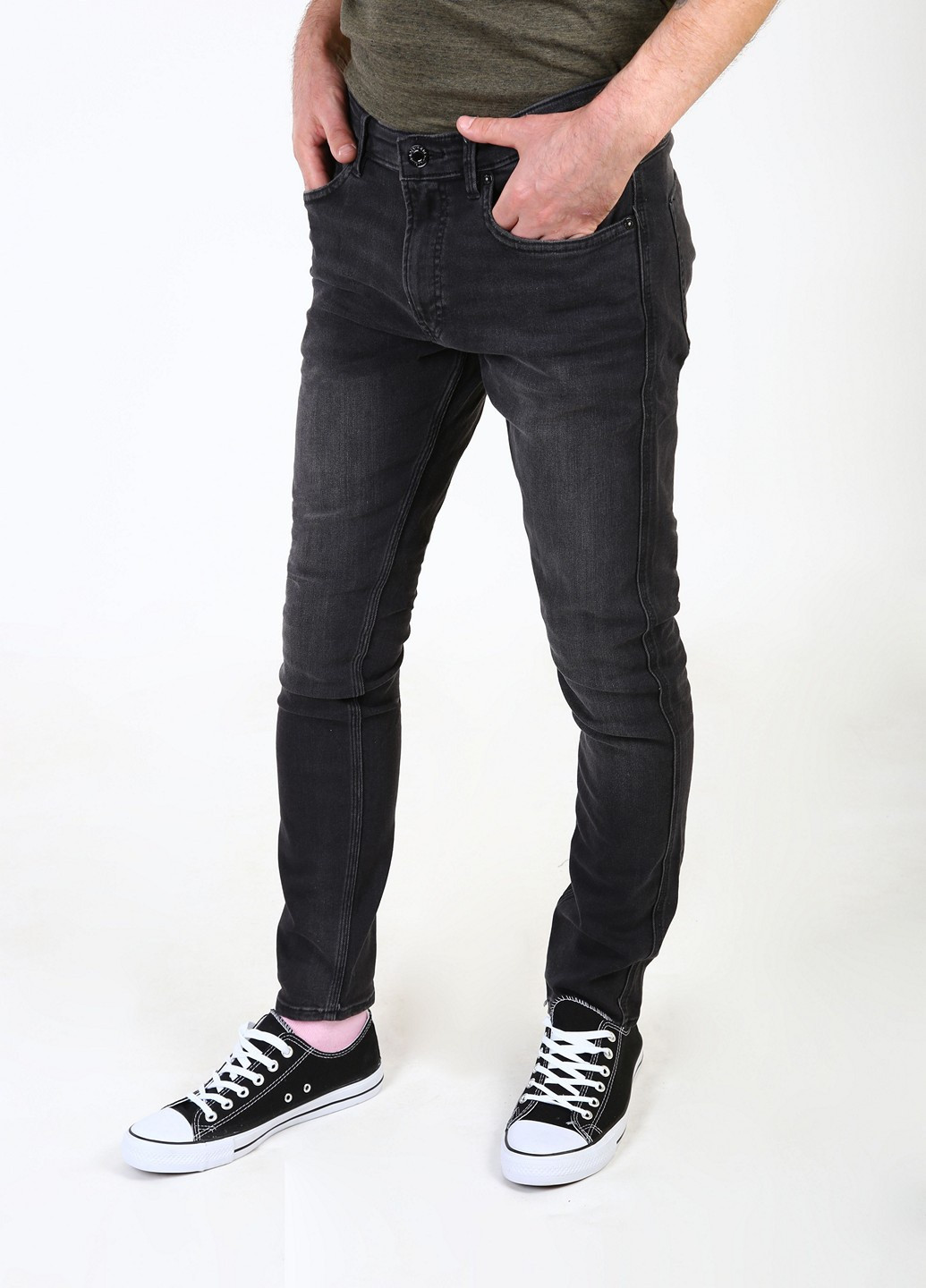 Джинси H&M однотонні чорні джинсові бавовна