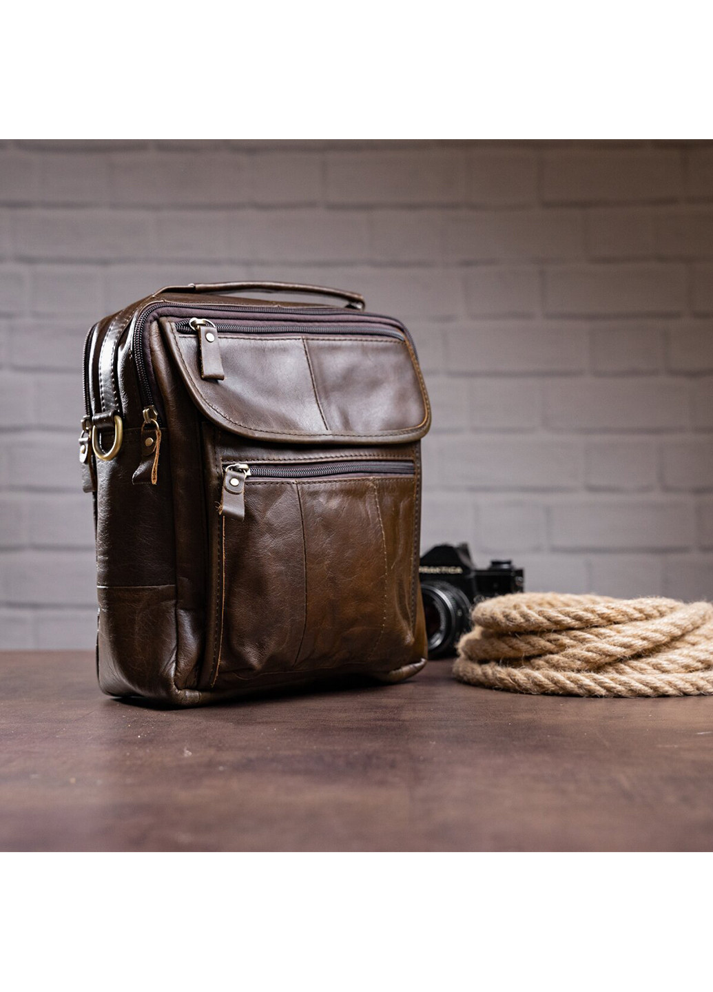 Чоловіча шкіряна сумка 24х25х6,5 см Vintage (229461241)
