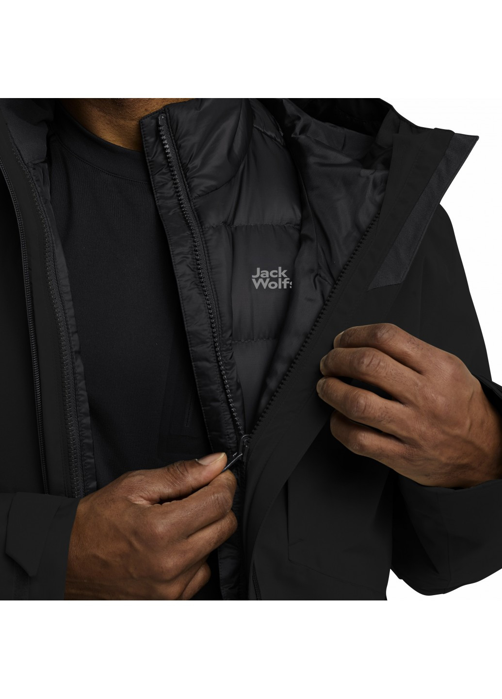 Чорна демісезонна куртка куртка-трансформер Jack Wolfskin A65265_6000