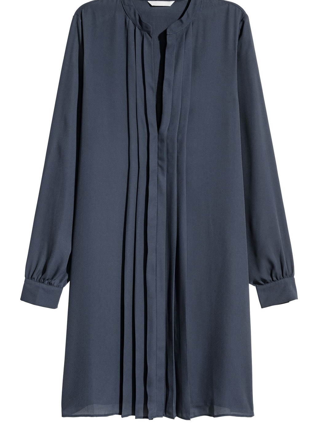 Темно-синее кэжуал платье с треугольным вырезом H&M однотонное