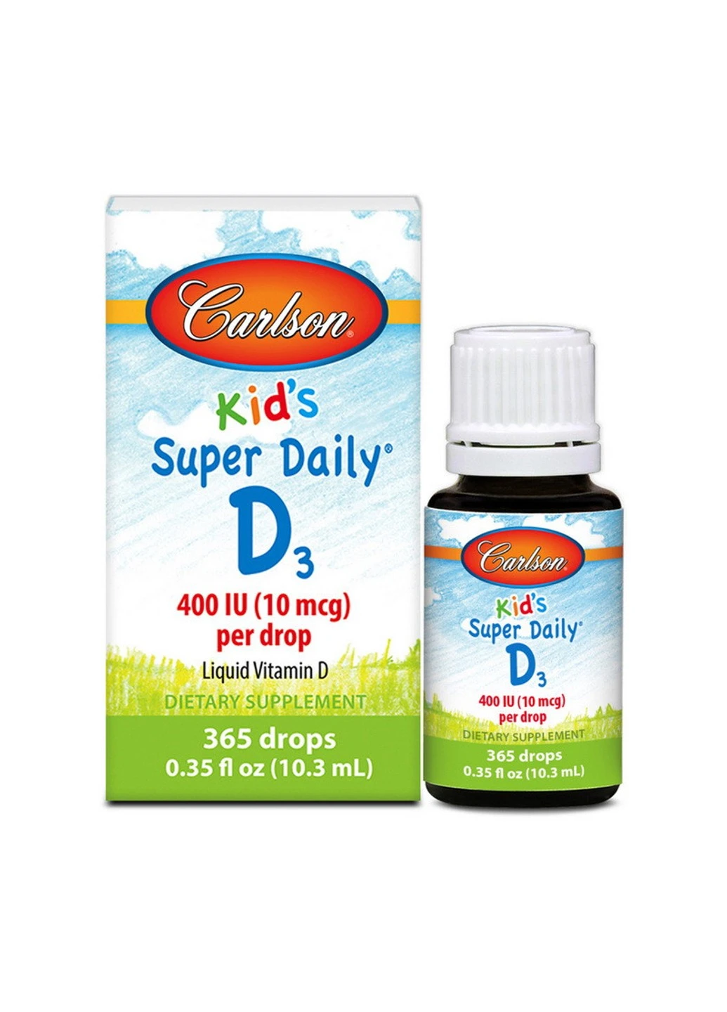 Витамин д3 для детей Kid's Super Daily D3 400 IU (10.3 мл) карлсон лаб Carlson Labs (255407989)