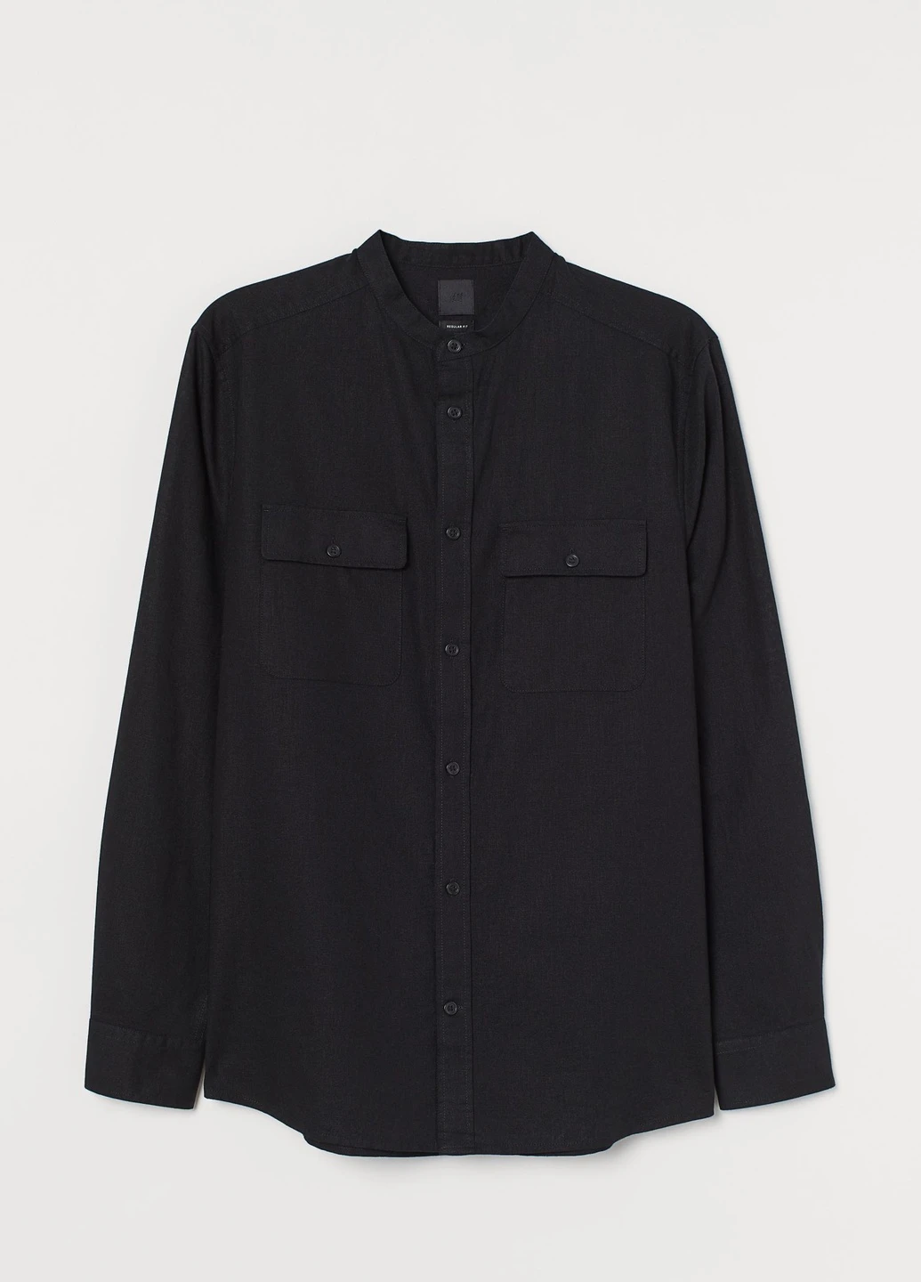 Черная рубашка однотонная H&M