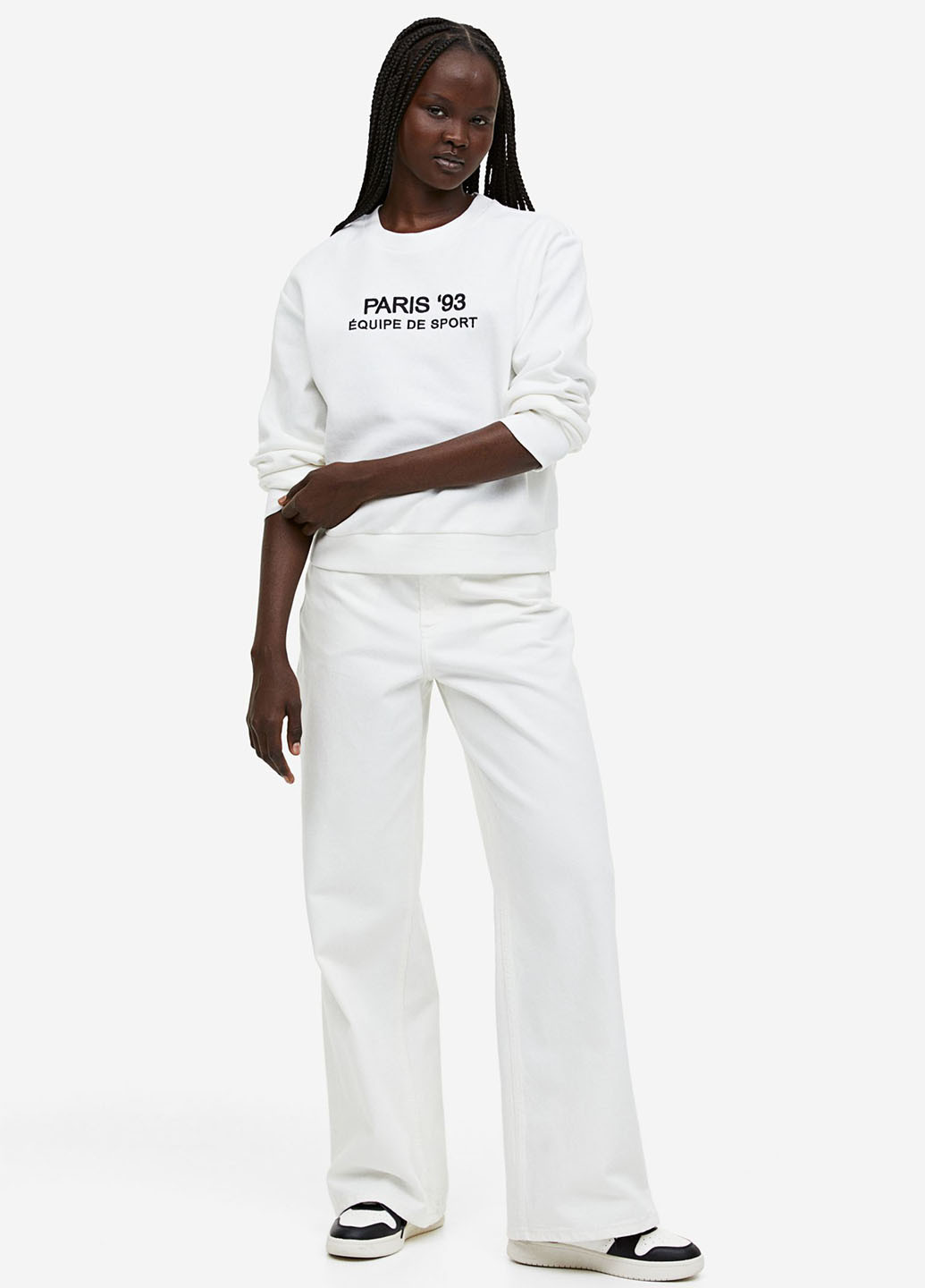 Свитшот H&M - Свободный крой надпись белый кэжуал хлопок, трикотаж - (292711697)