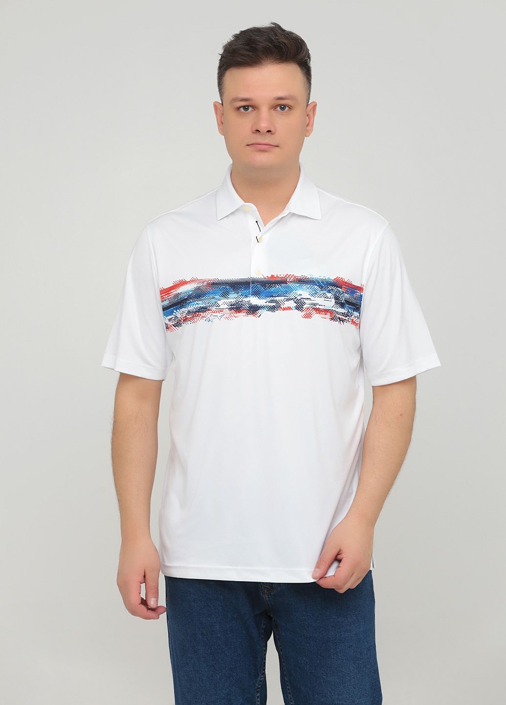 Белая футболка-поло для мужчин Greg Norman с абстрактным узором