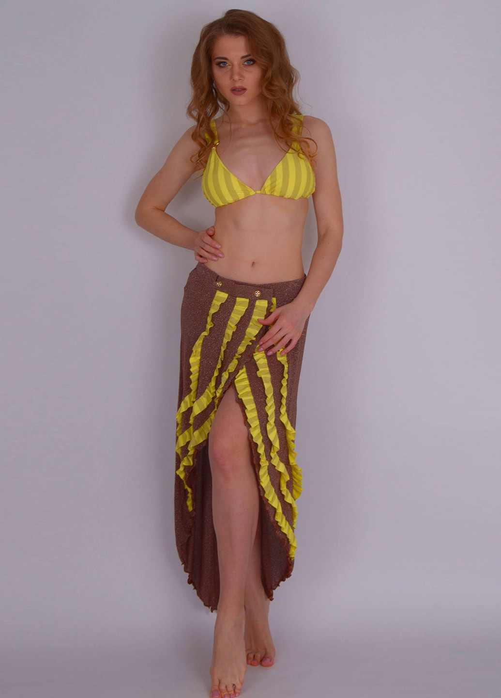 Коричневая пляжный однотонная юбка Amarea
