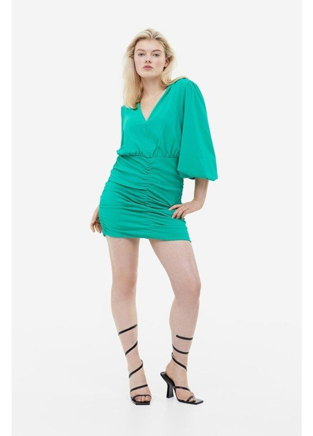 Светло-зеленое вечернее, кэжуал платье футляр H&M однотонное