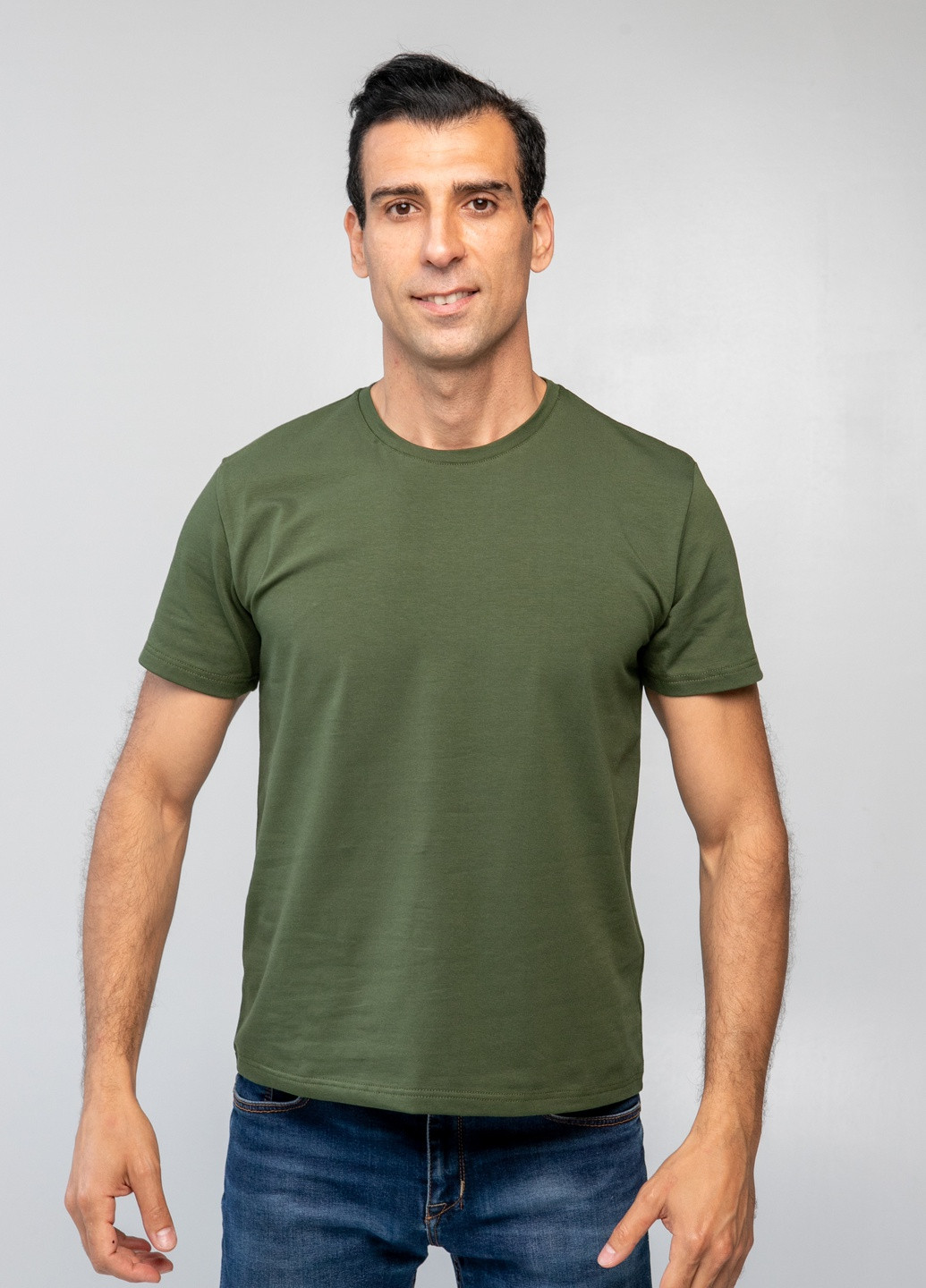 Хакі (оливкова) футболка базова чоловіча з коротким рукавом TvoePolo
