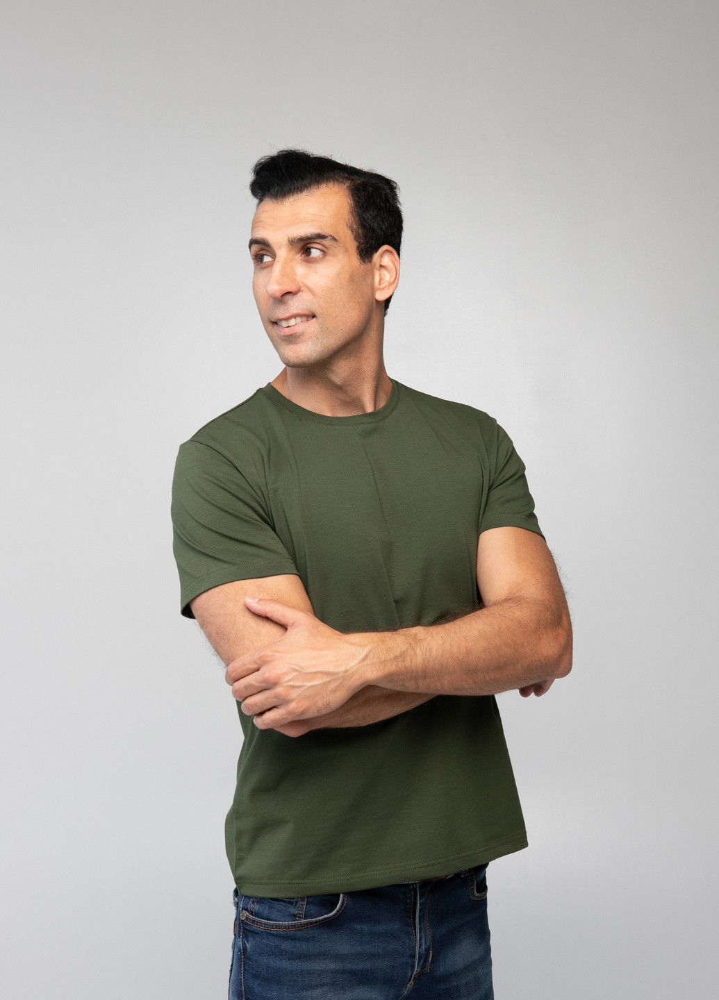 Хакі (оливкова) футболка базова чоловіча з коротким рукавом TvoePolo