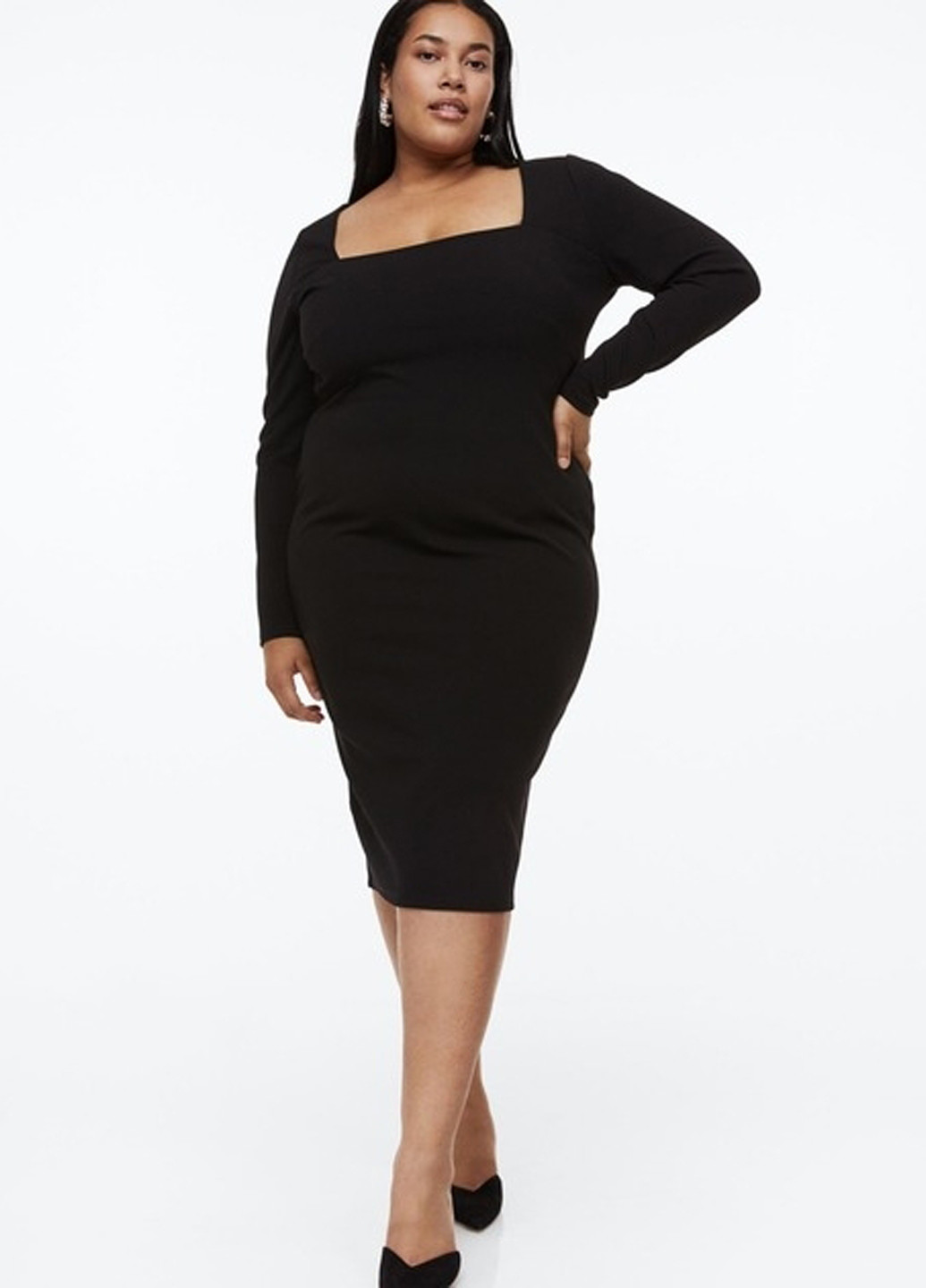 Черное кэжуал платье футляр H&M однотонное