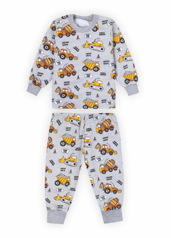 Серая всесезон детская пижама для мальчика pgm-21-17 *машинки* Габби