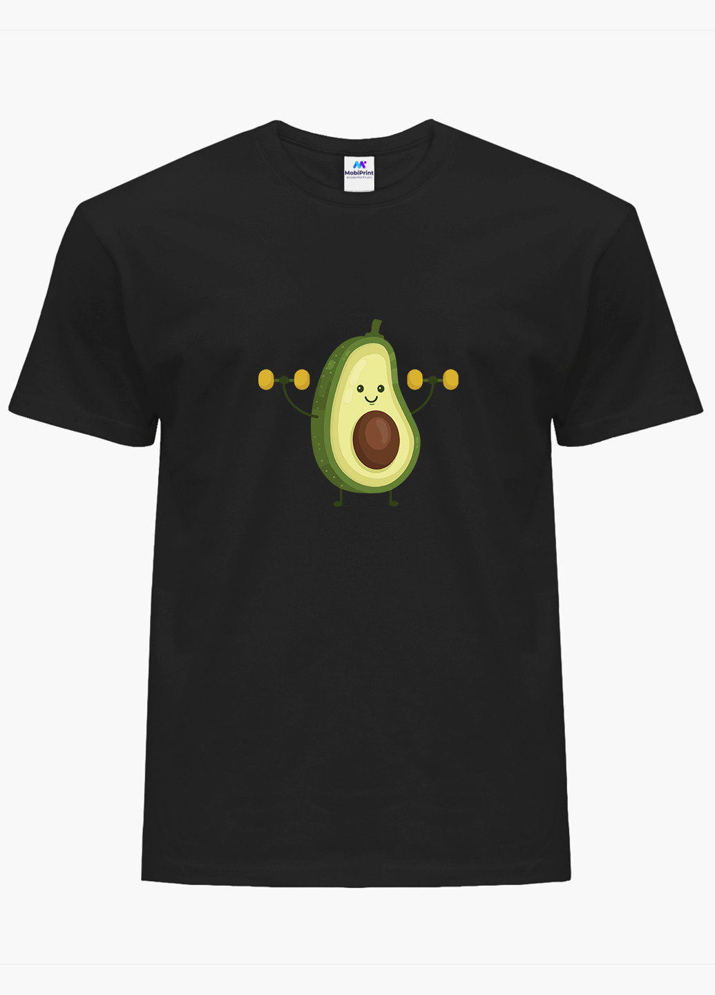 Чорна демісезон футболка жіноча авокадо фітнес (avocado fitness) (8976-1394) xxl MobiPrint