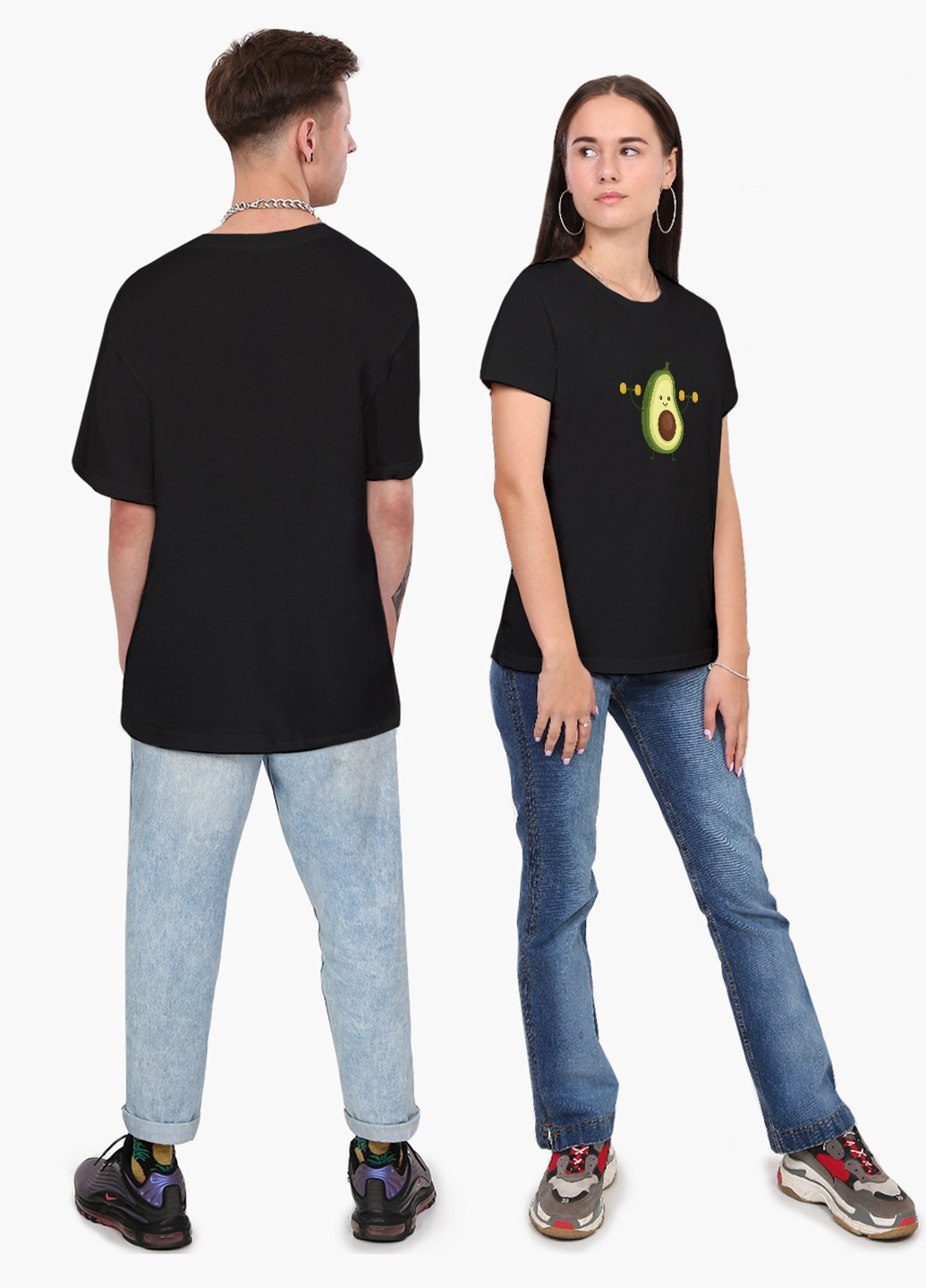 Чорна демісезон футболка жіноча авокадо фітнес (avocado fitness) (8976-1394) xxl MobiPrint