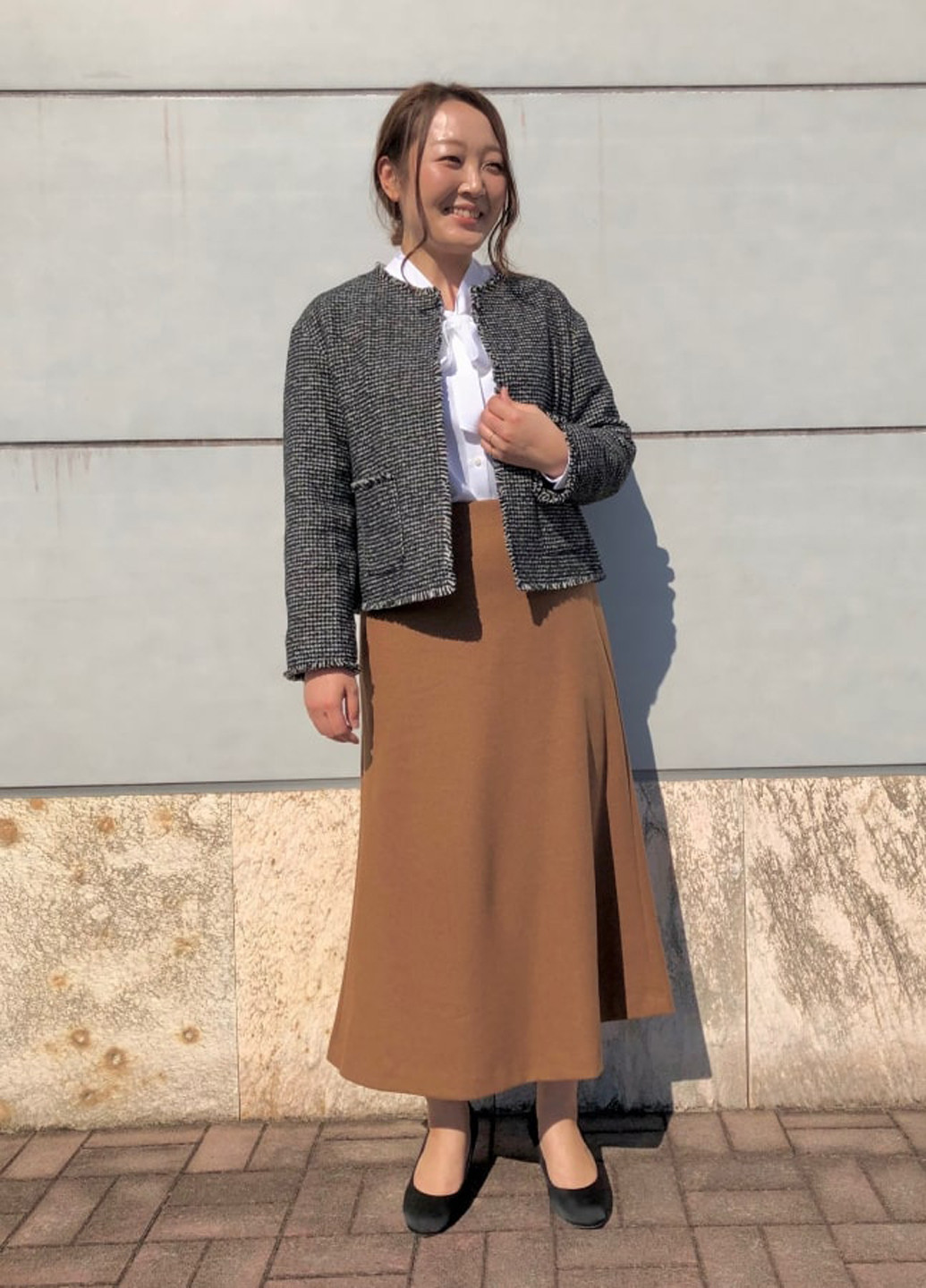 Светло-коричневая кэжуал меланж юбка Uniqlo а-силуэта (трапеция)
